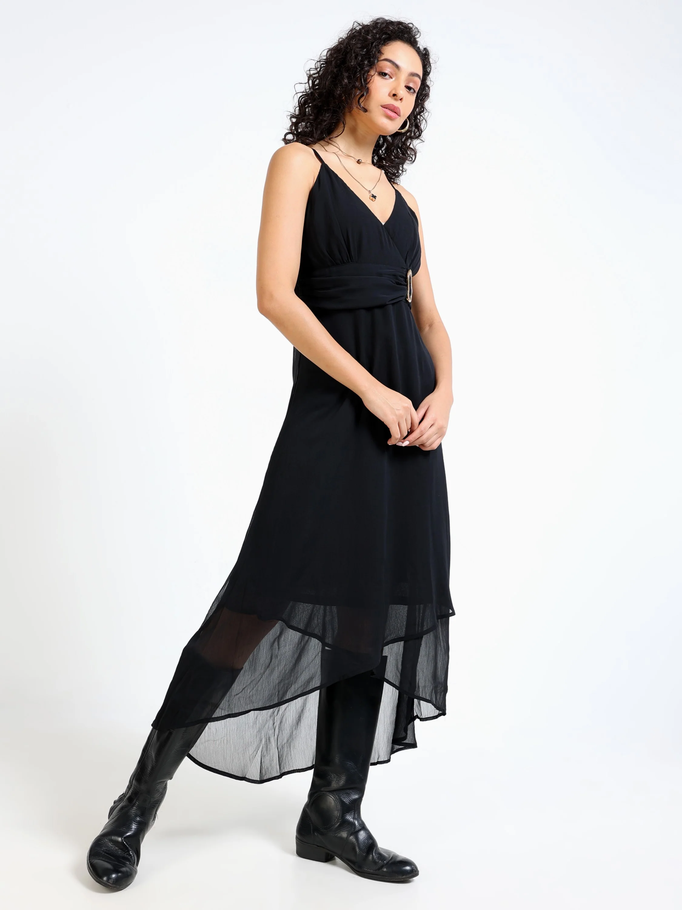 Women Black Party High Low Dress - Image 6