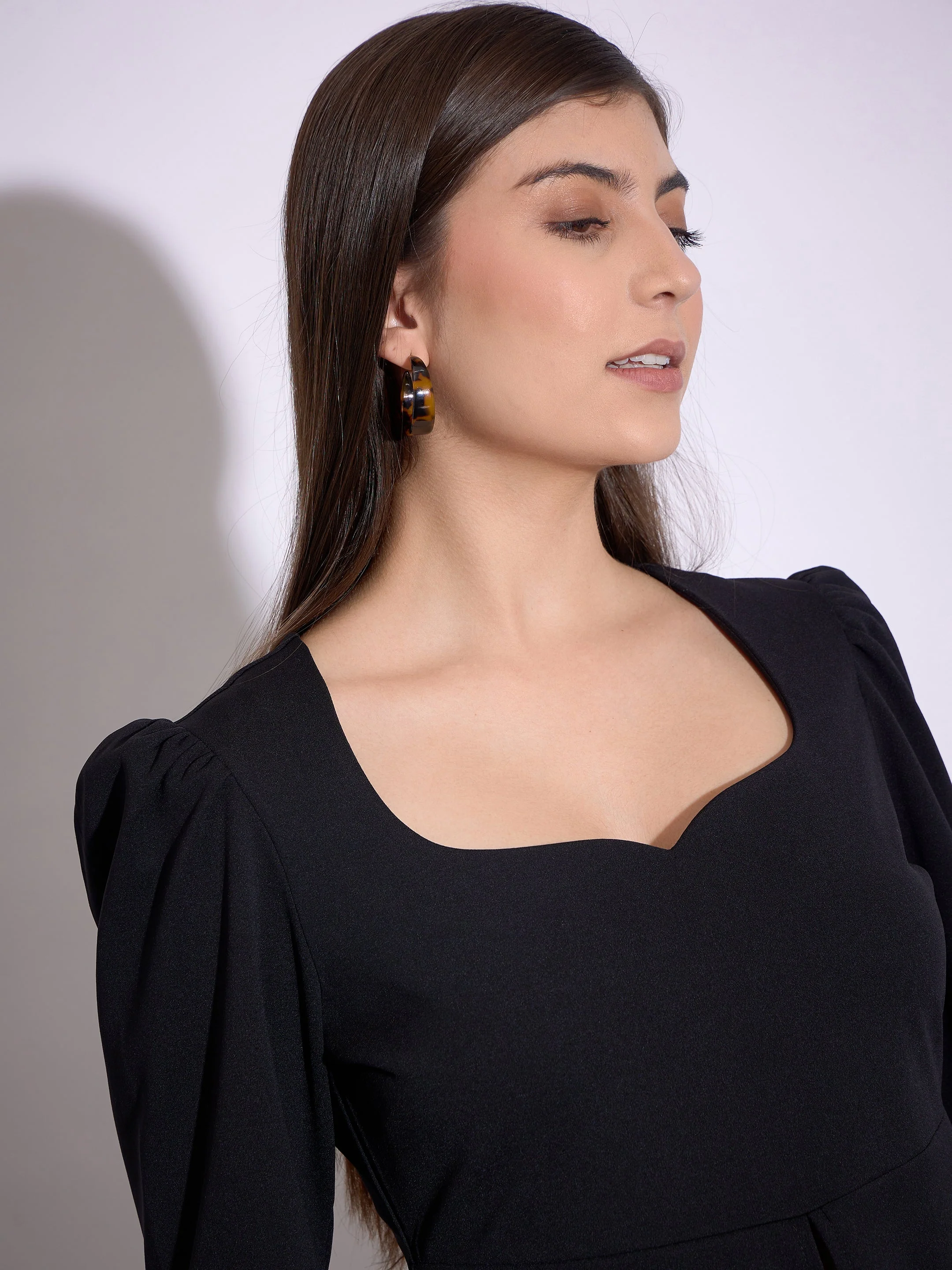 Women Black Peplum Top - Image 3