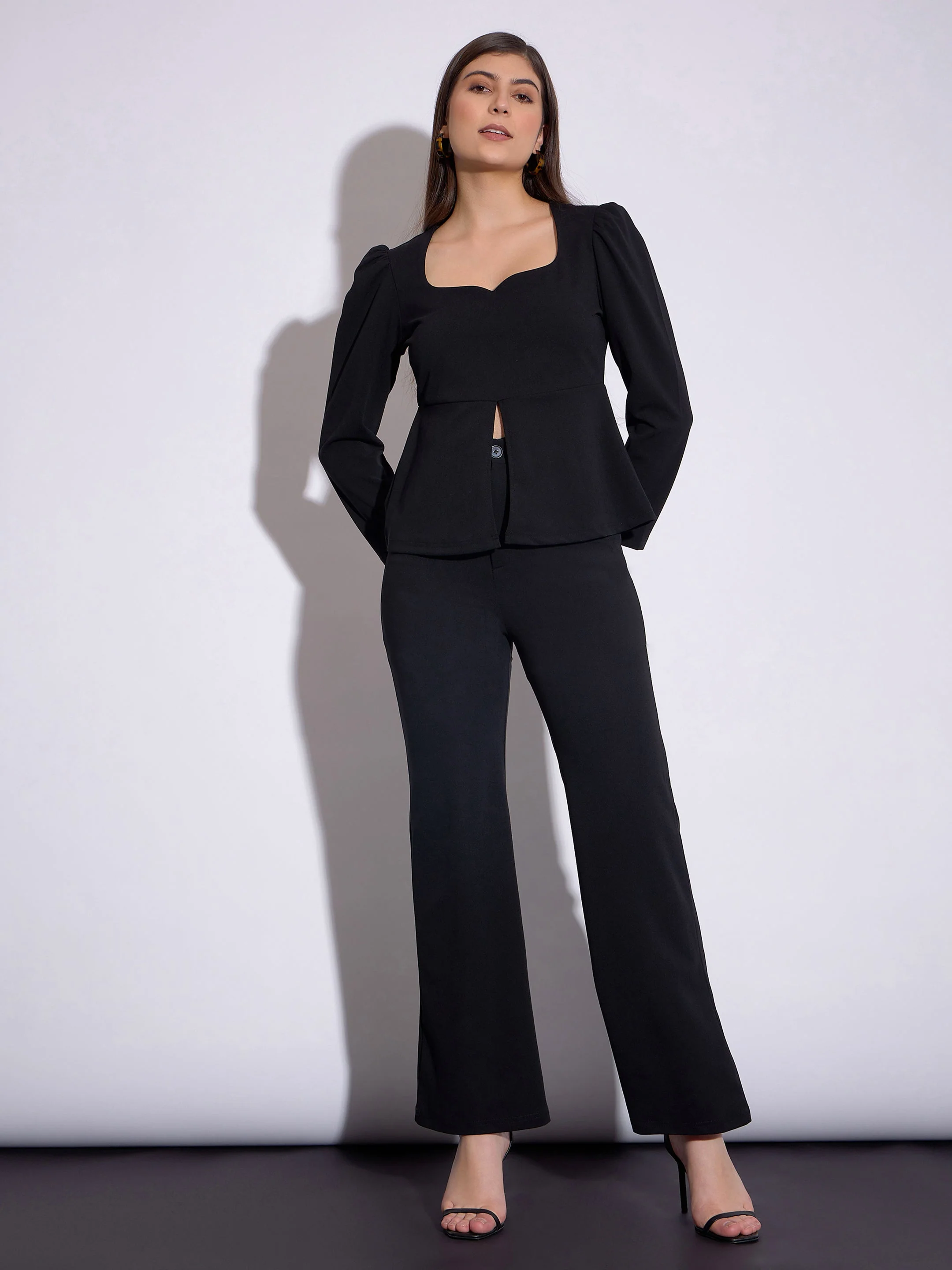 Women Black Peplum Top - Image 4