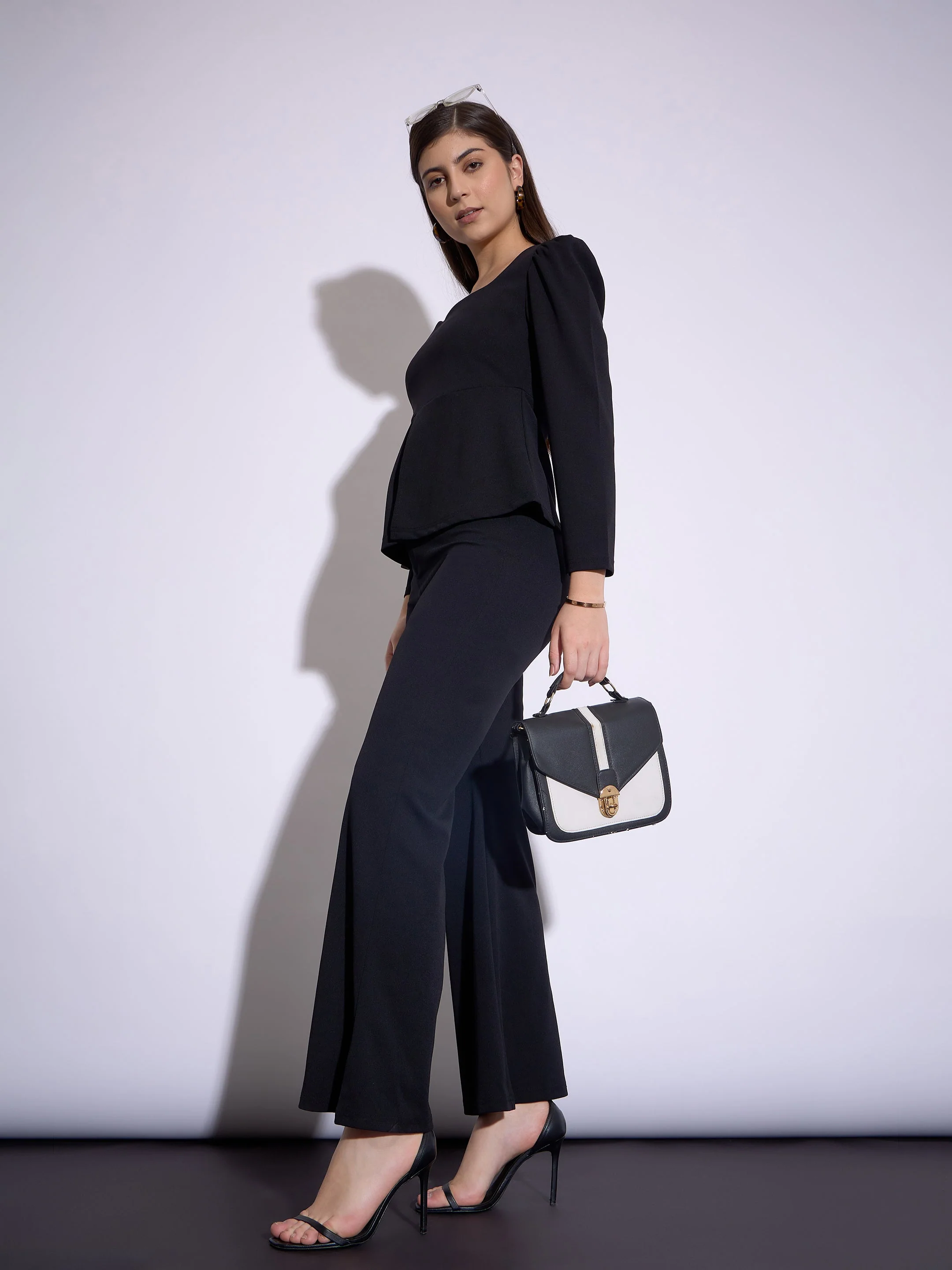 Women Black Peplum Top - Image 6