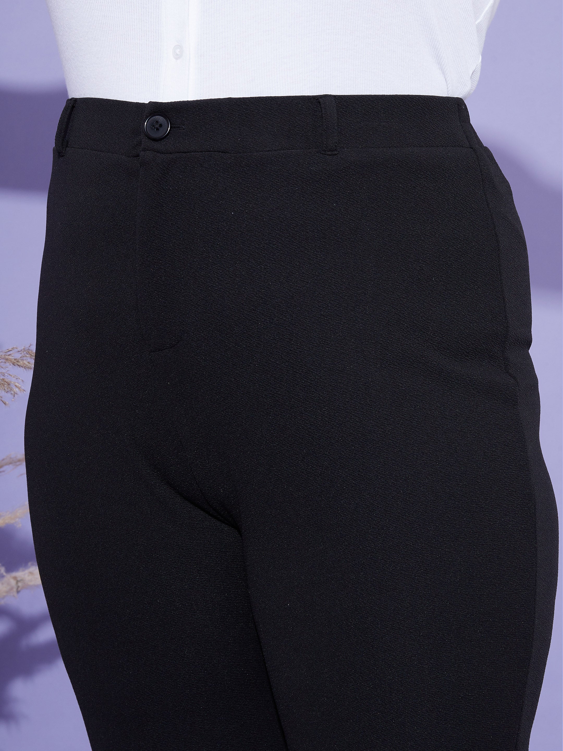 Women Black Peplum Top With Kick Pleats Pants - Image 5