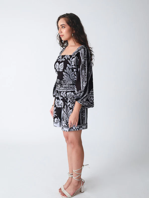 Women Black Pineapple Scarf Print Co-Ord Set - Image 6