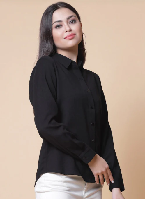 Women Black Polyester Odour Free Shirt - Image 3