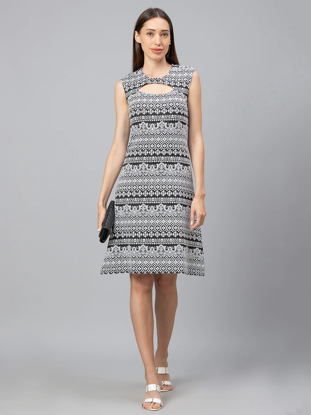 Women Black Printed Dress - Image 2
