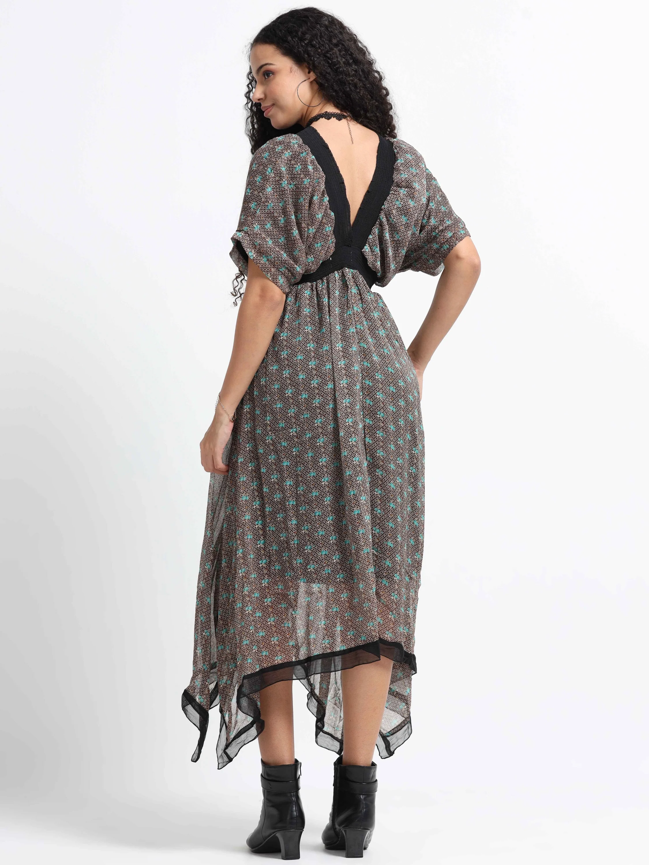 Women Flared High Low Hem Dress - Image 2