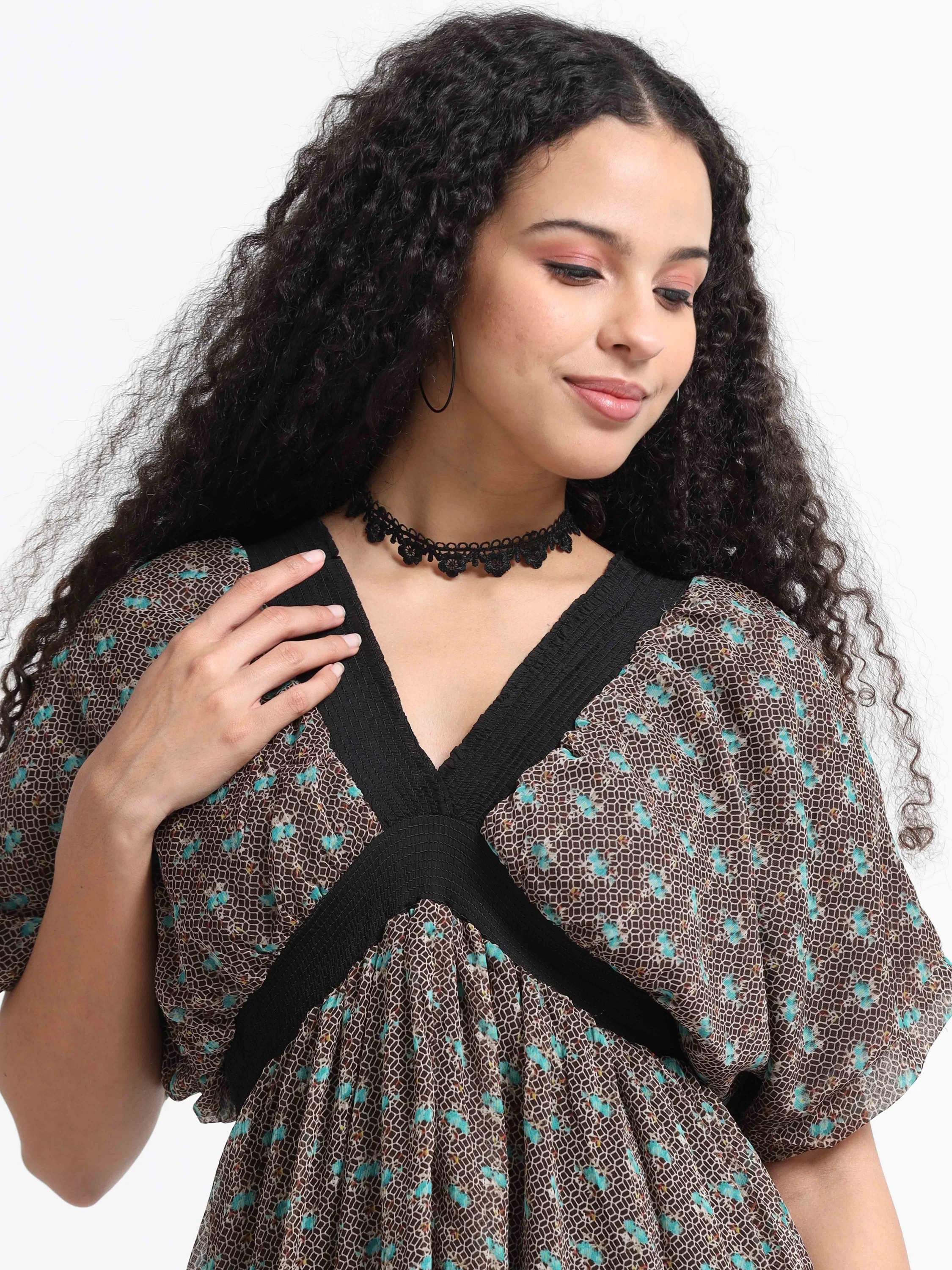 Women Flared High Low Hem Dress - Image 3