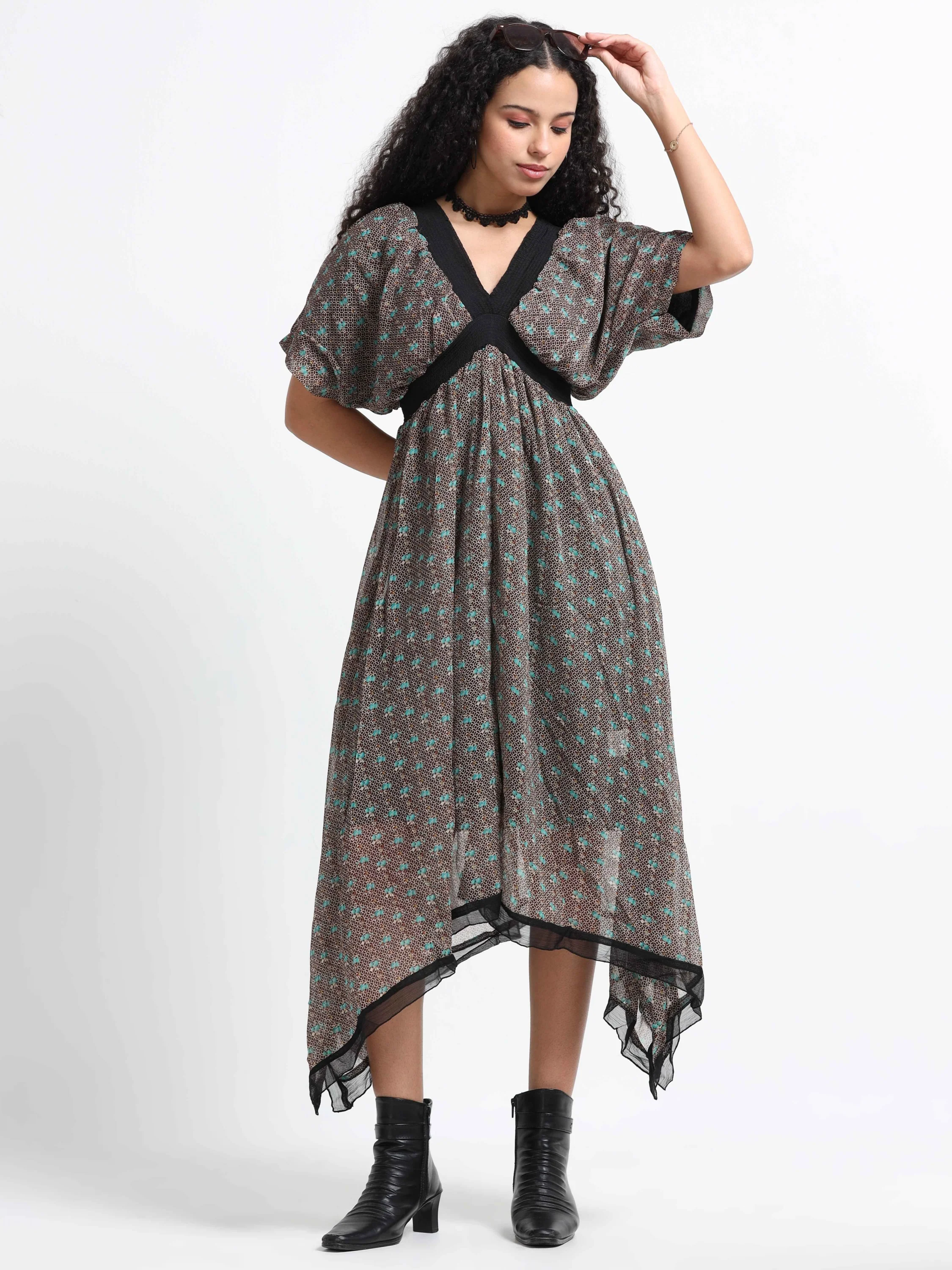 Women Flared High Low Hem Dress - Image 5