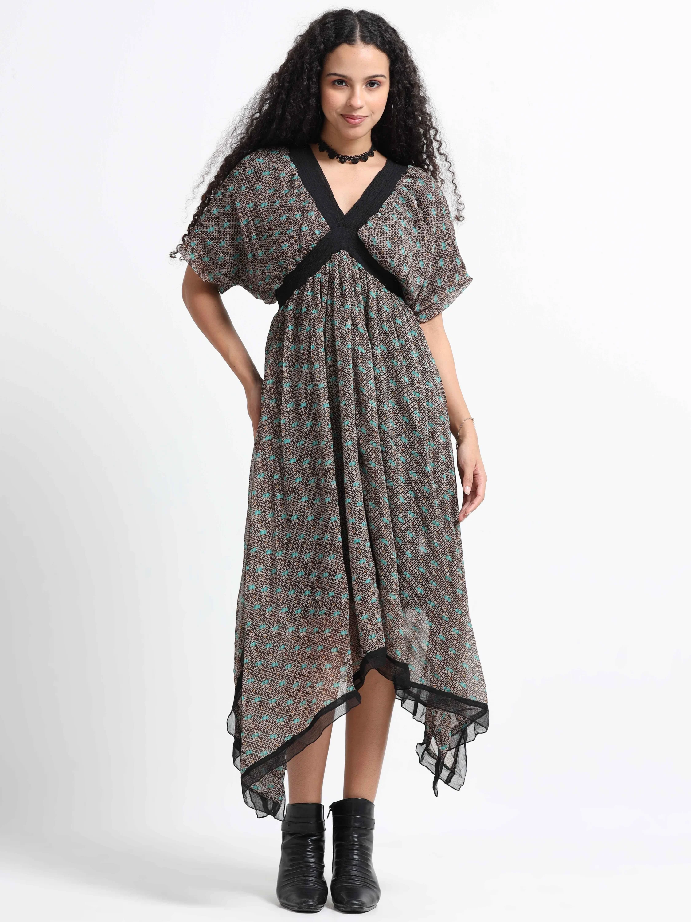 Women Flared High Low Hem Dress - Image 6