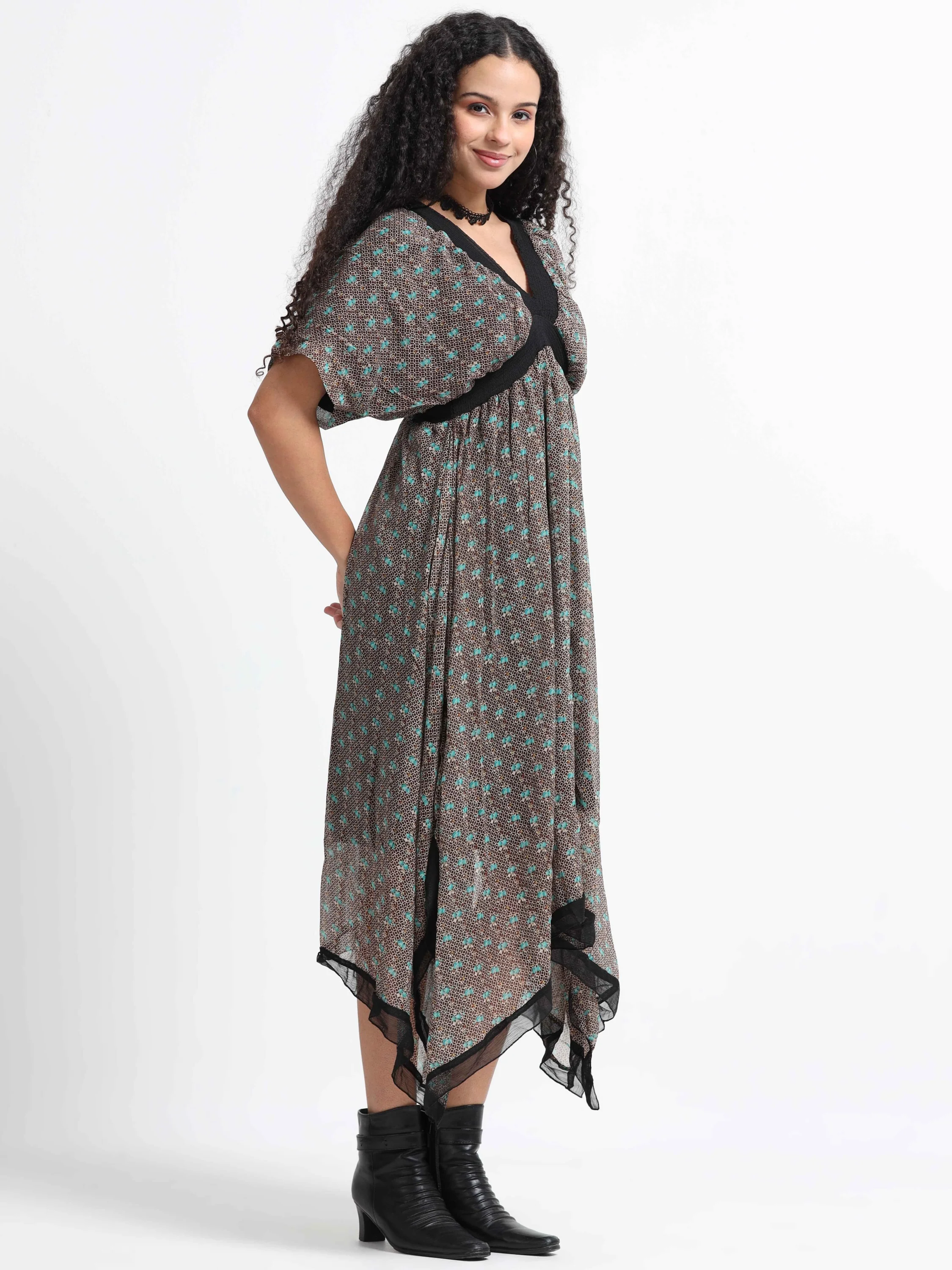 Women Flared High Low Hem Dress - Image 7