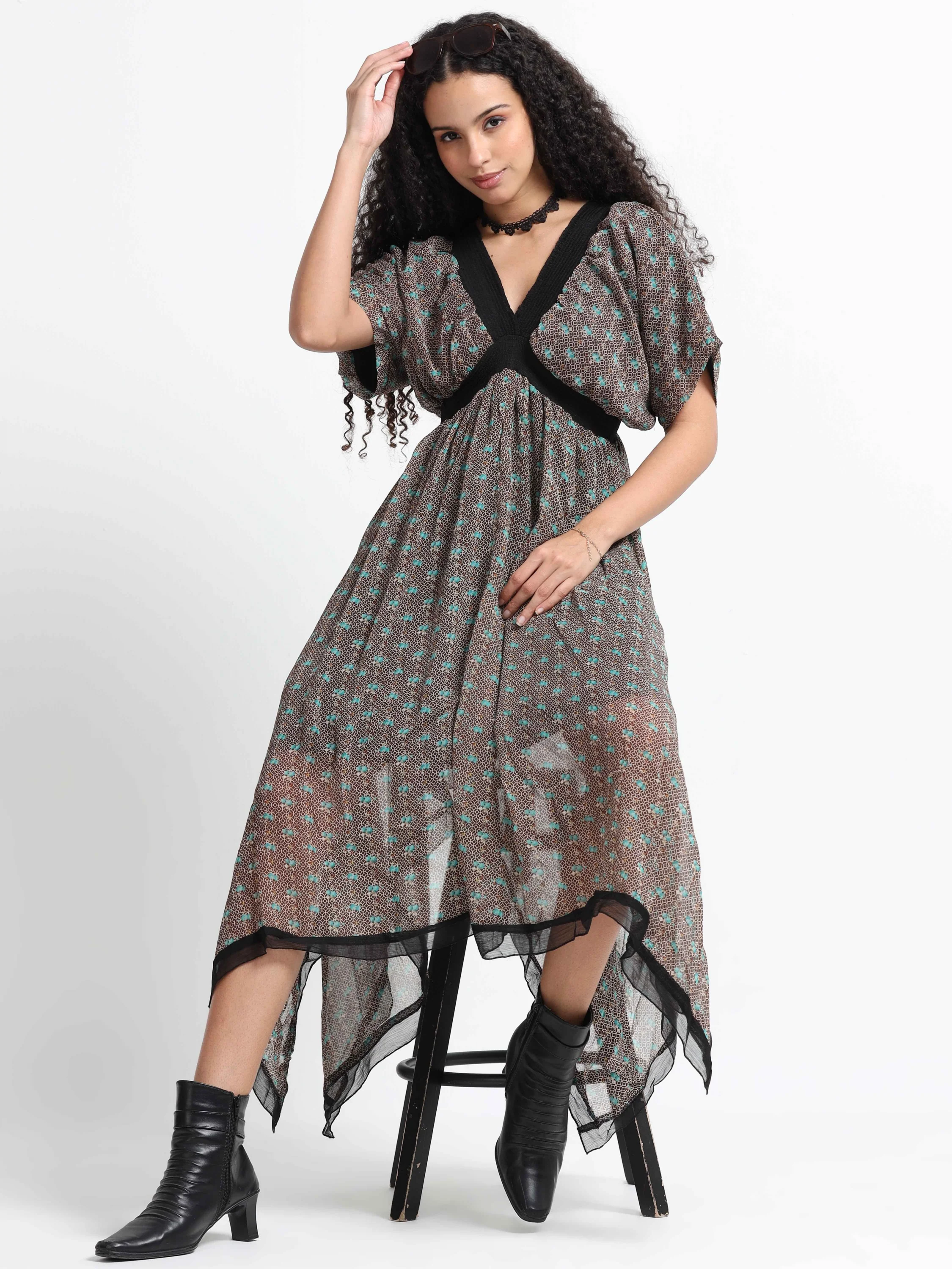 Women Flared High Low Hem Dress - Image 8