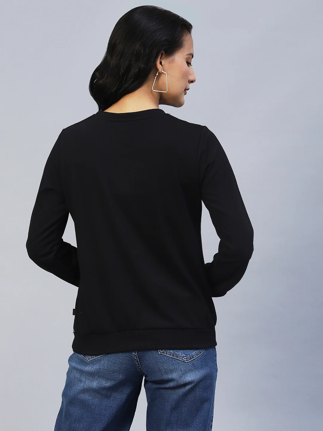 Women Black Printed Sweatshirt - Image 2
