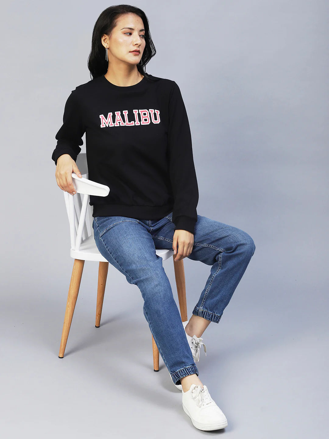 Women Black Printed Sweatshirt - Image 4