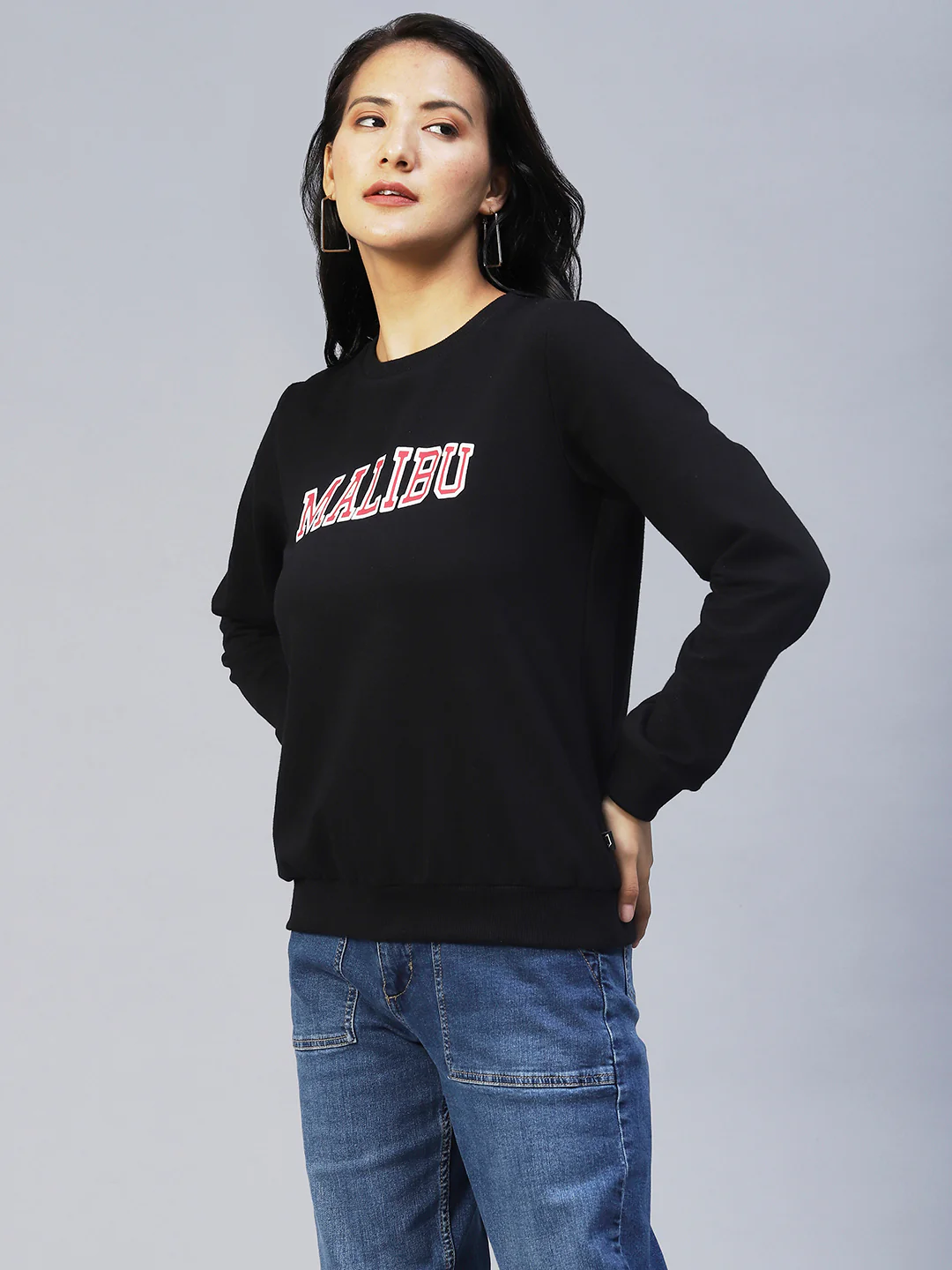 Women Black Printed Sweatshirt - Image 5