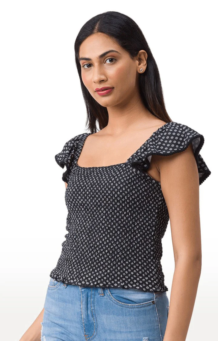 Women Floral Print Smocked Top - Image 2