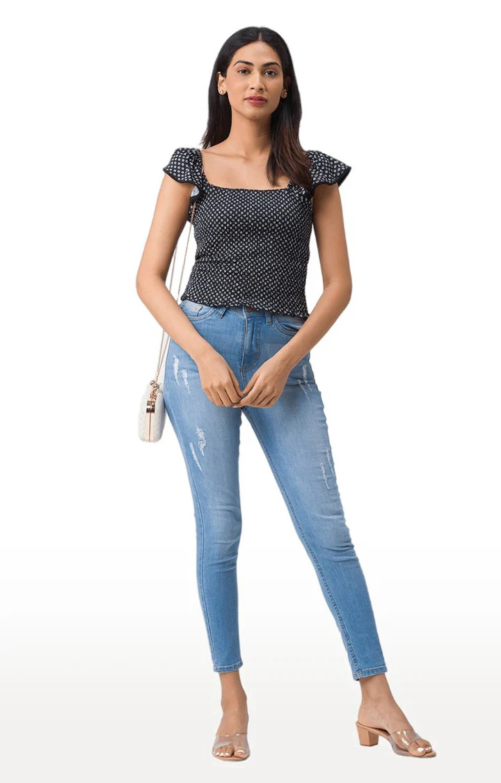 Women Floral Print Smocked Top - Image 4