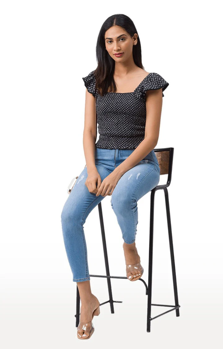 Women Floral Print Smocked Top - Image 6