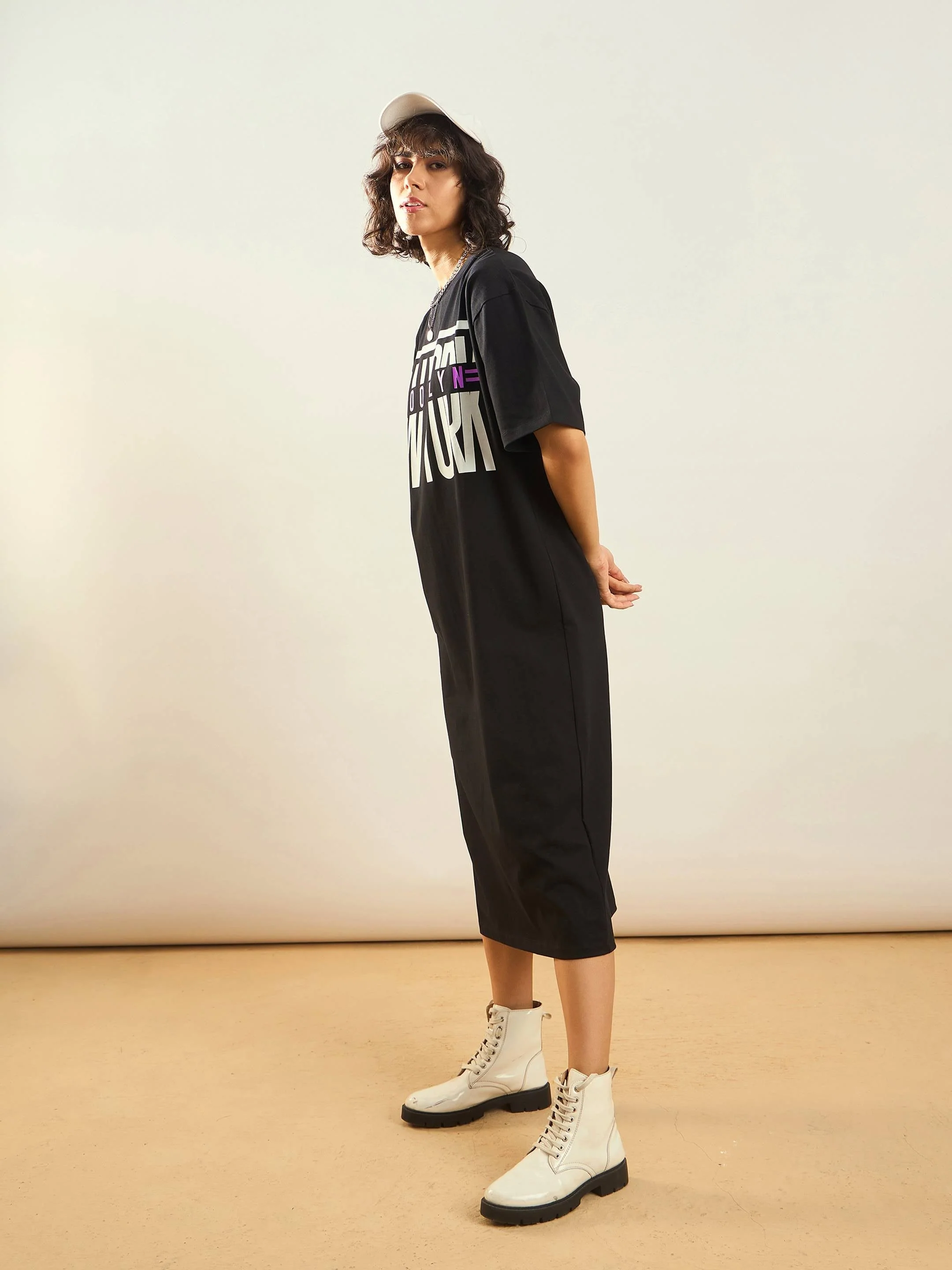 Women Black Printed T-Shirt Dress - Image 5
