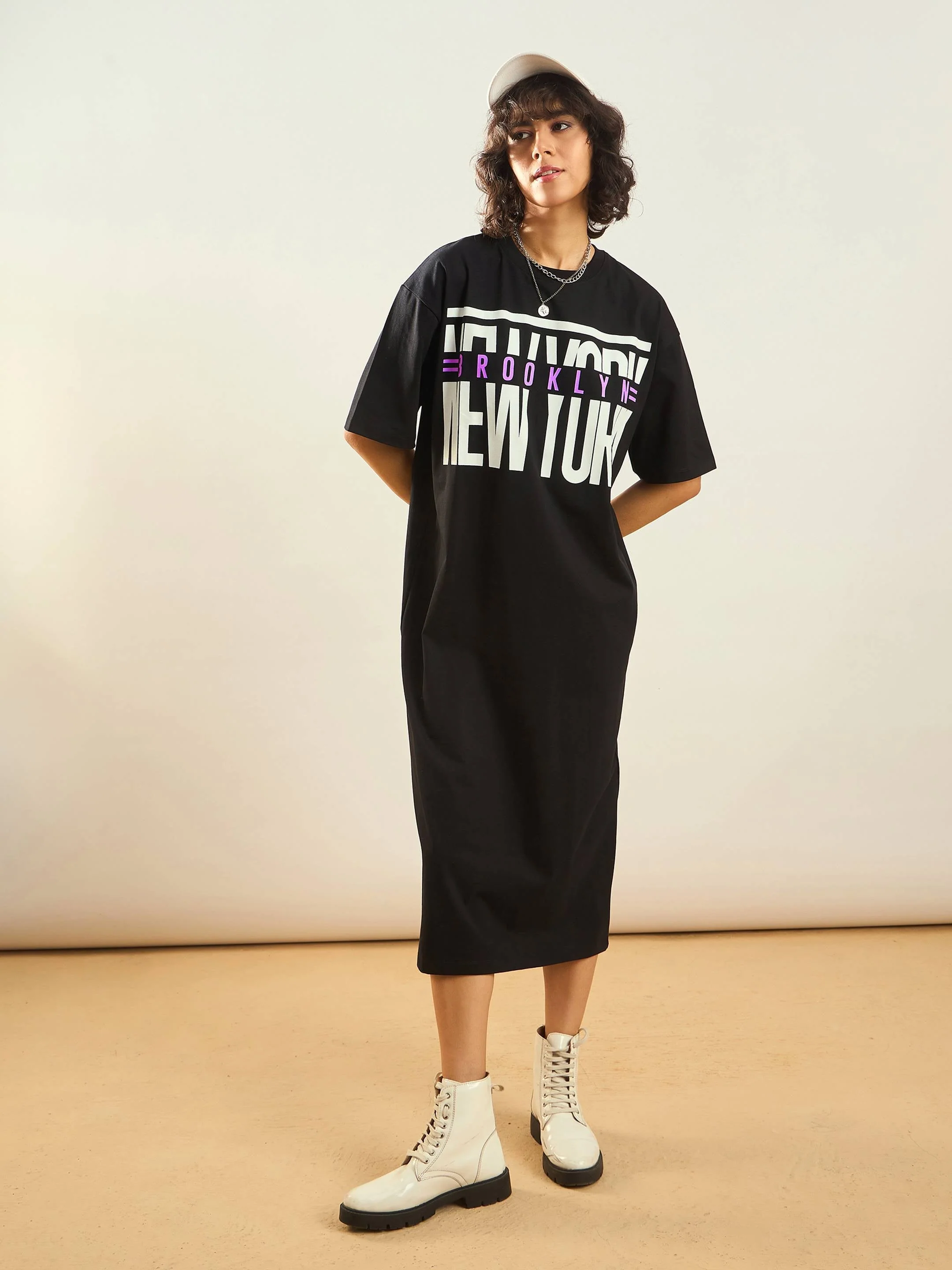 Women Black Printed T-Shirt Dress - Image 6