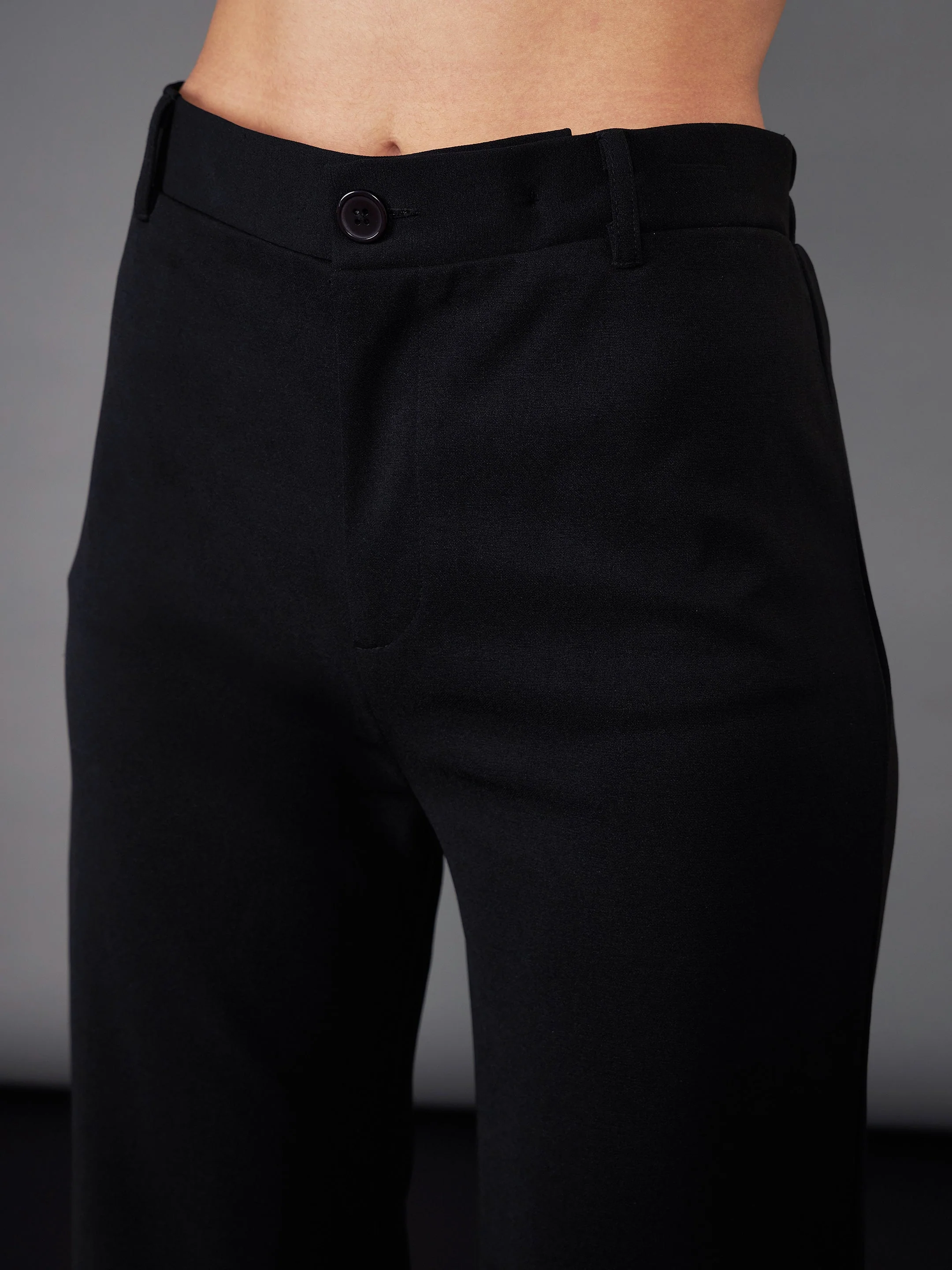 Women Black Puff Sleeves Top With Bell Bottom Pants - Image 4