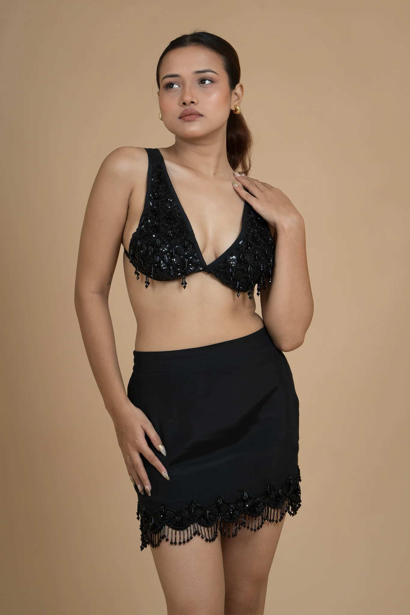 Women Black Rain Bralette Cotton Top - Image 3