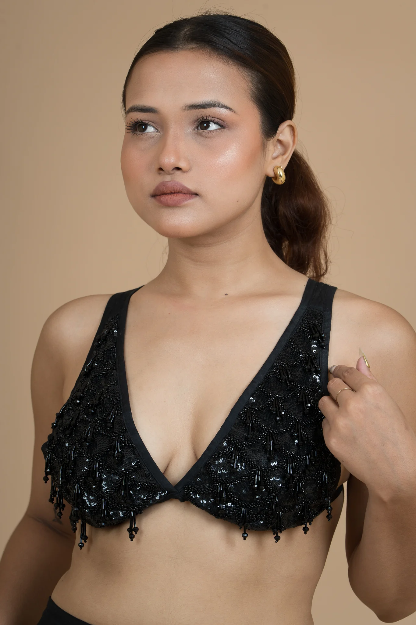 Women Black Rain Bralette Cotton Top - Image 4