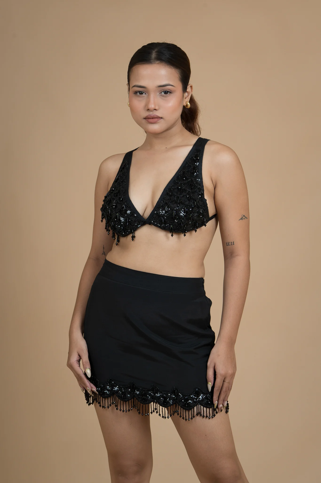 Women Black Rain Bralette Cotton Top - Image 5