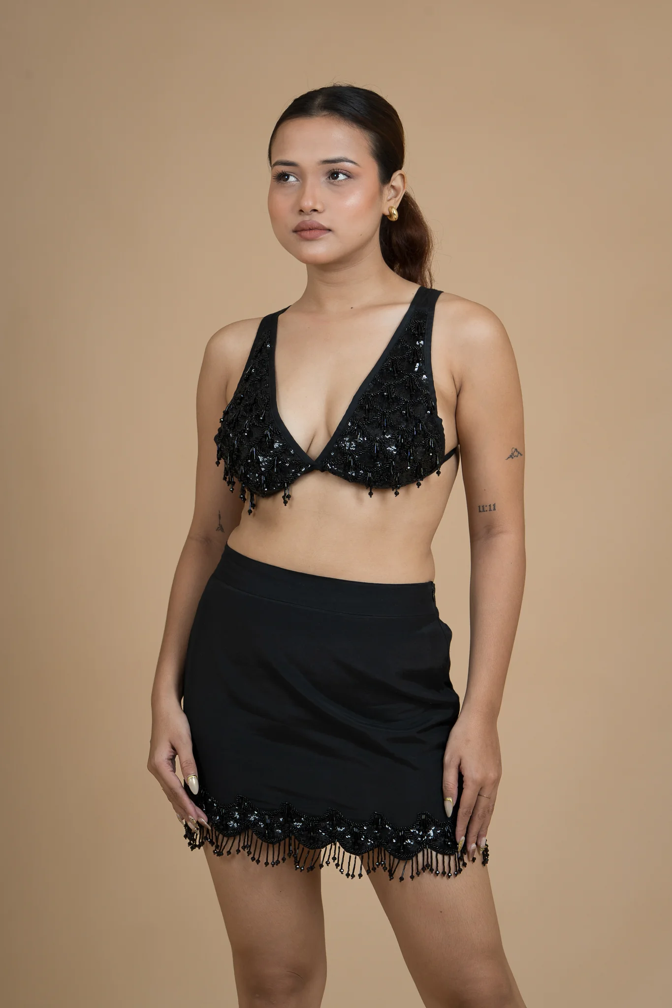 Women Black Rain Bralette Cotton Top - Image 6