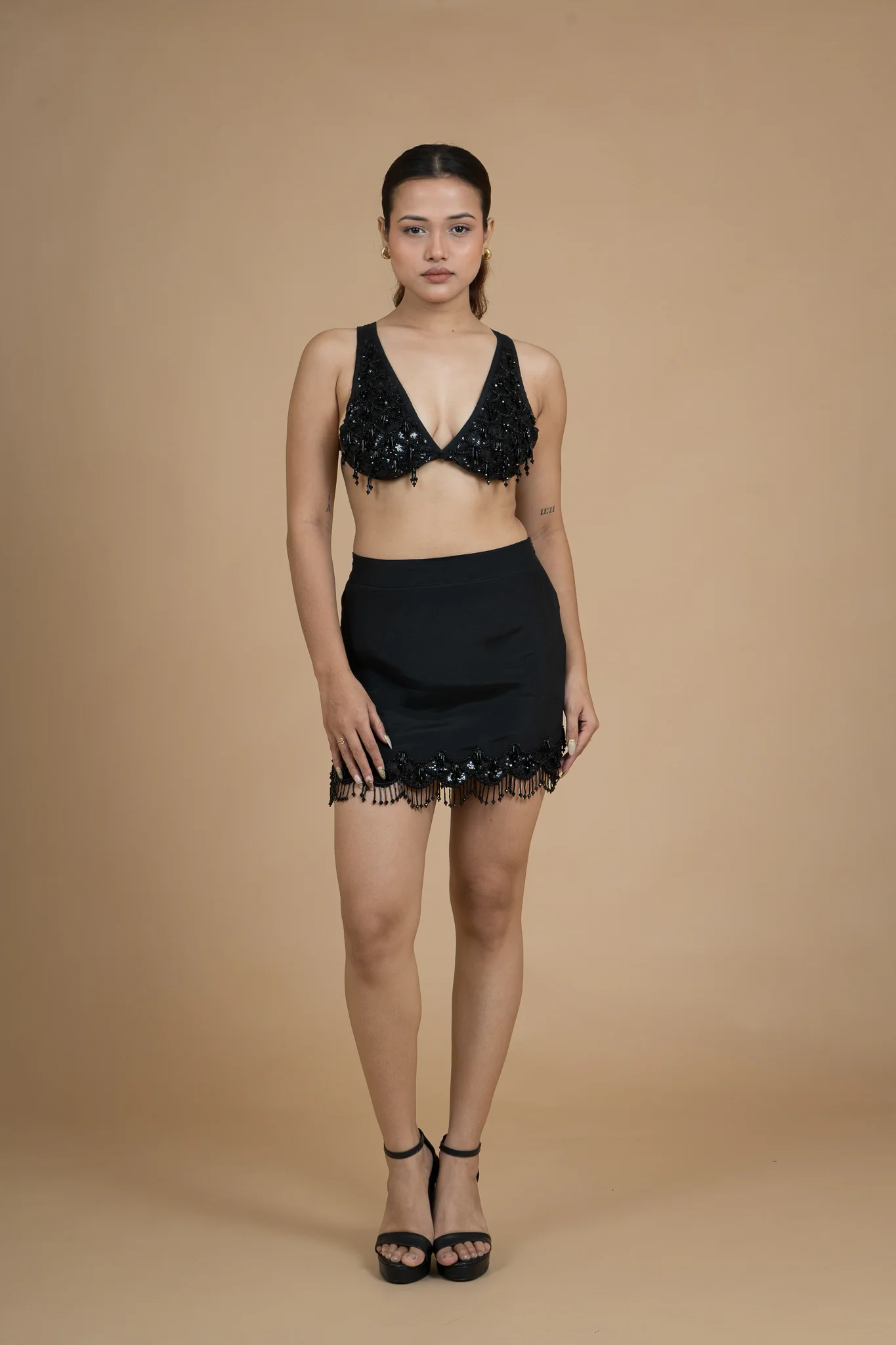 Women Black Rain Bralette Cotton Top - Image 8
