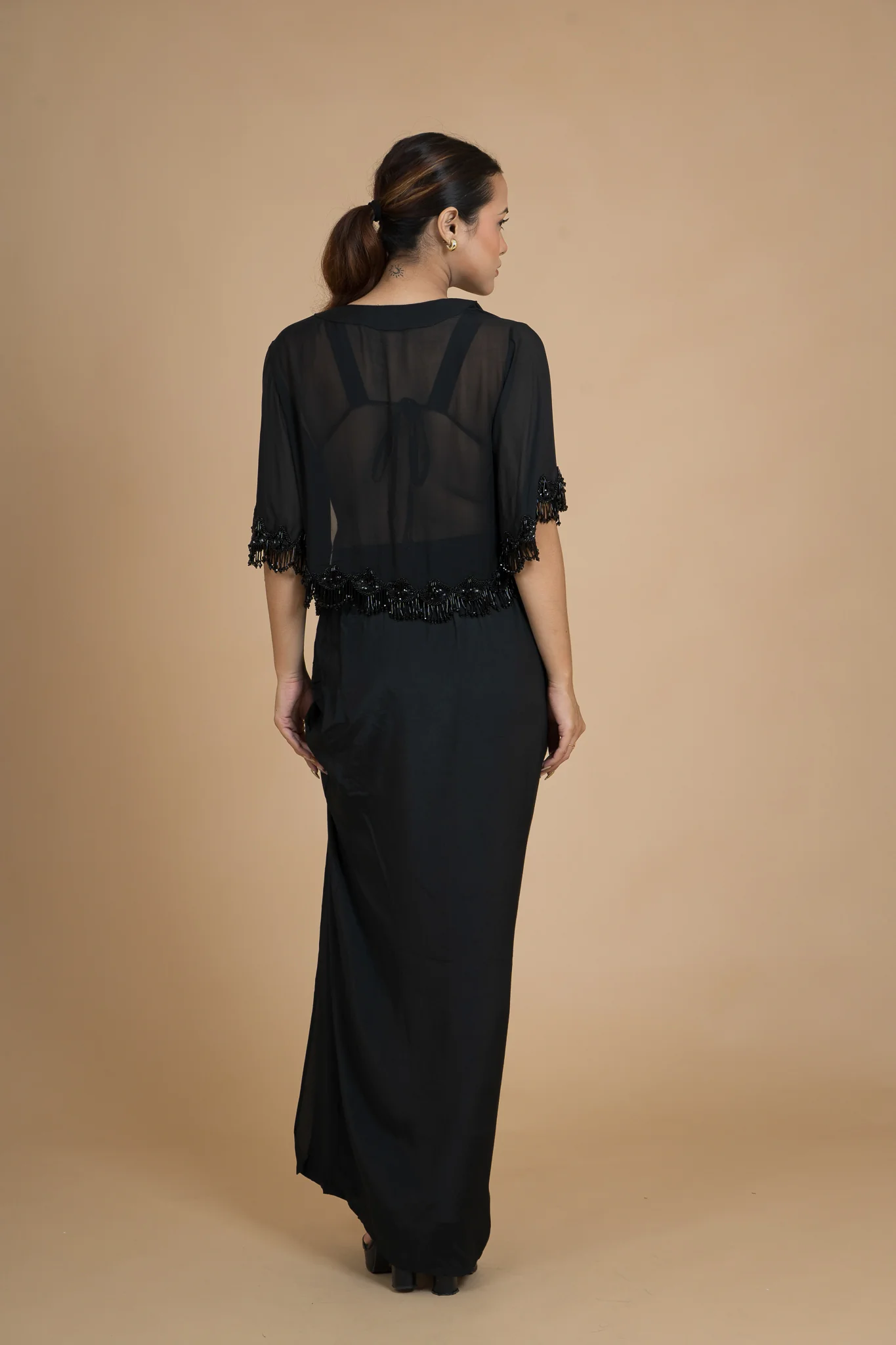 Women Black Rain Translucent Crop Shrug - Image 7