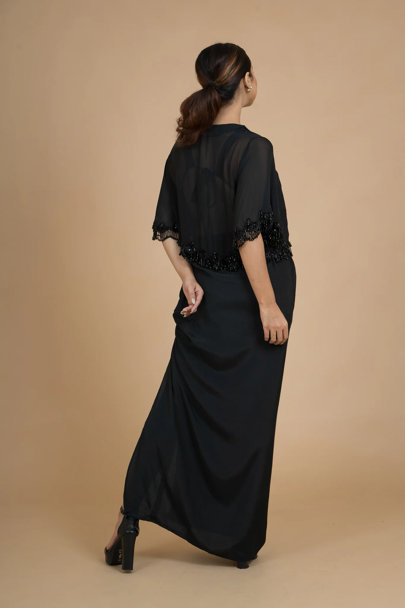 Women Black Rain Translucent Crop Shrug - Image 8