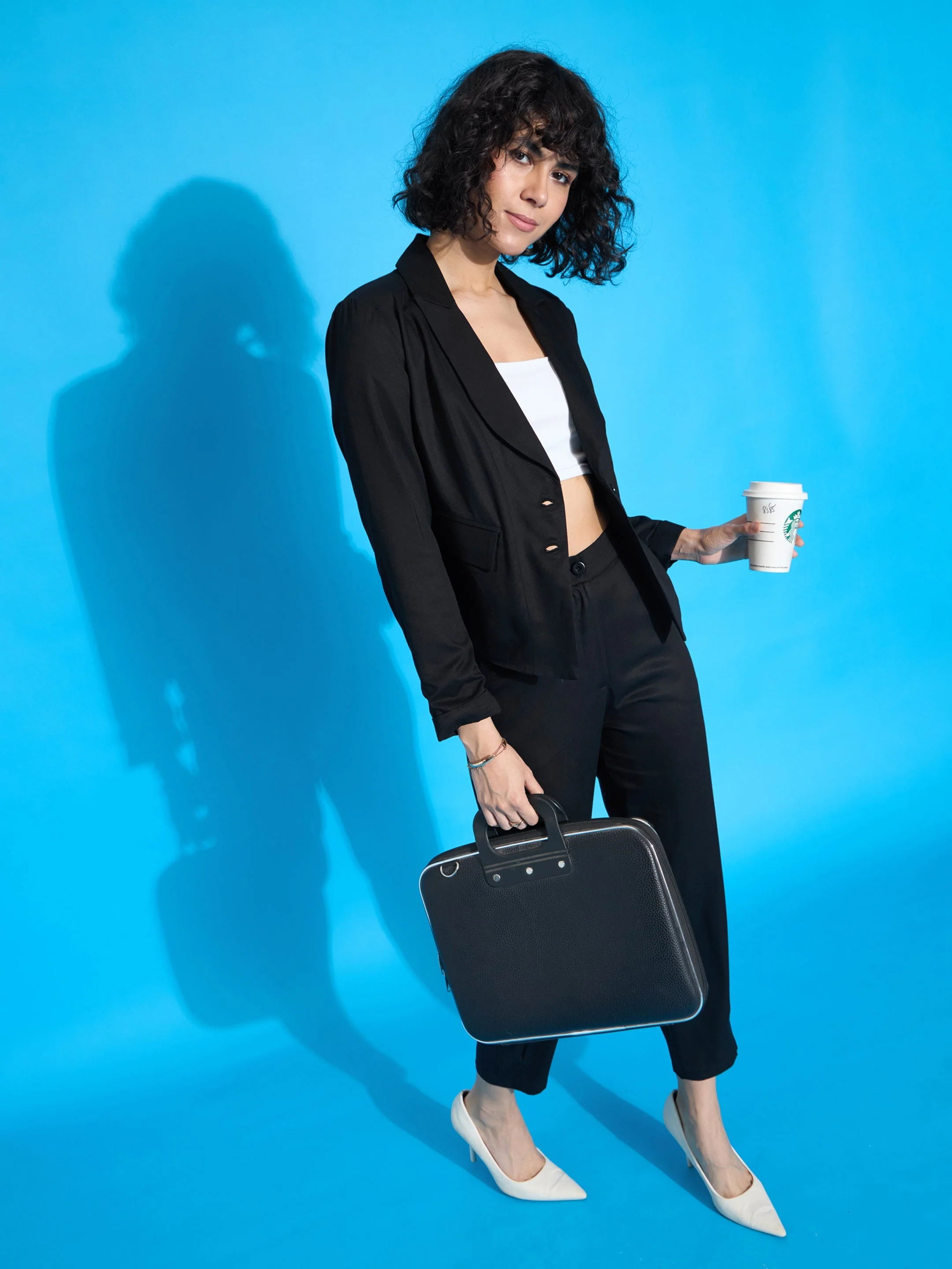 Women Black Rayon Tencil Tapered Pants - Image 2