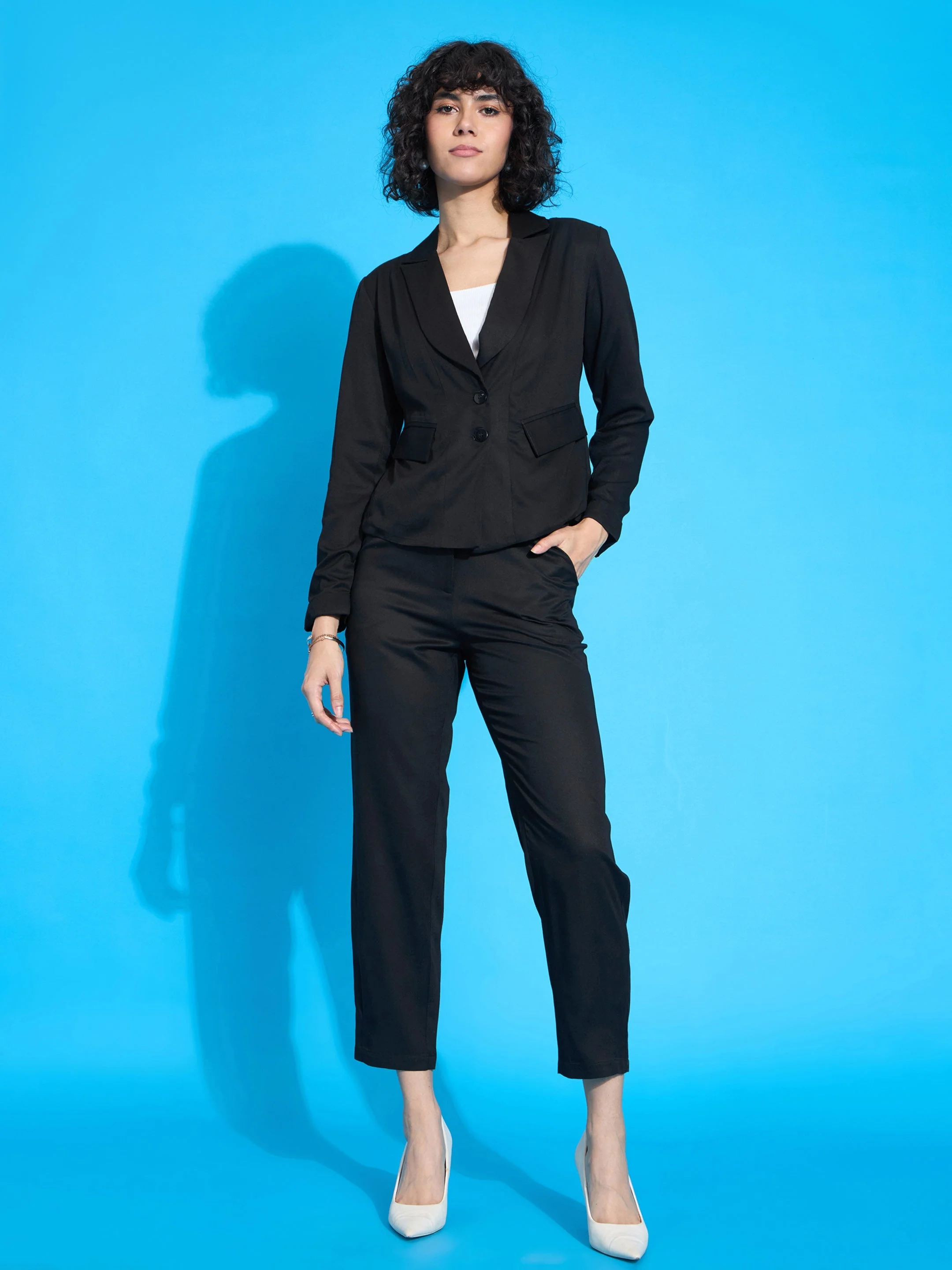 Women Black Rayon Tencil Tapered Pants - Image 6