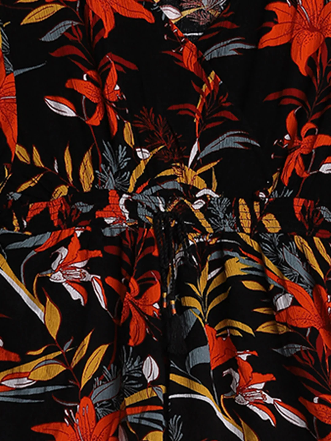 Women Black Tropical Print Romper - Image 6