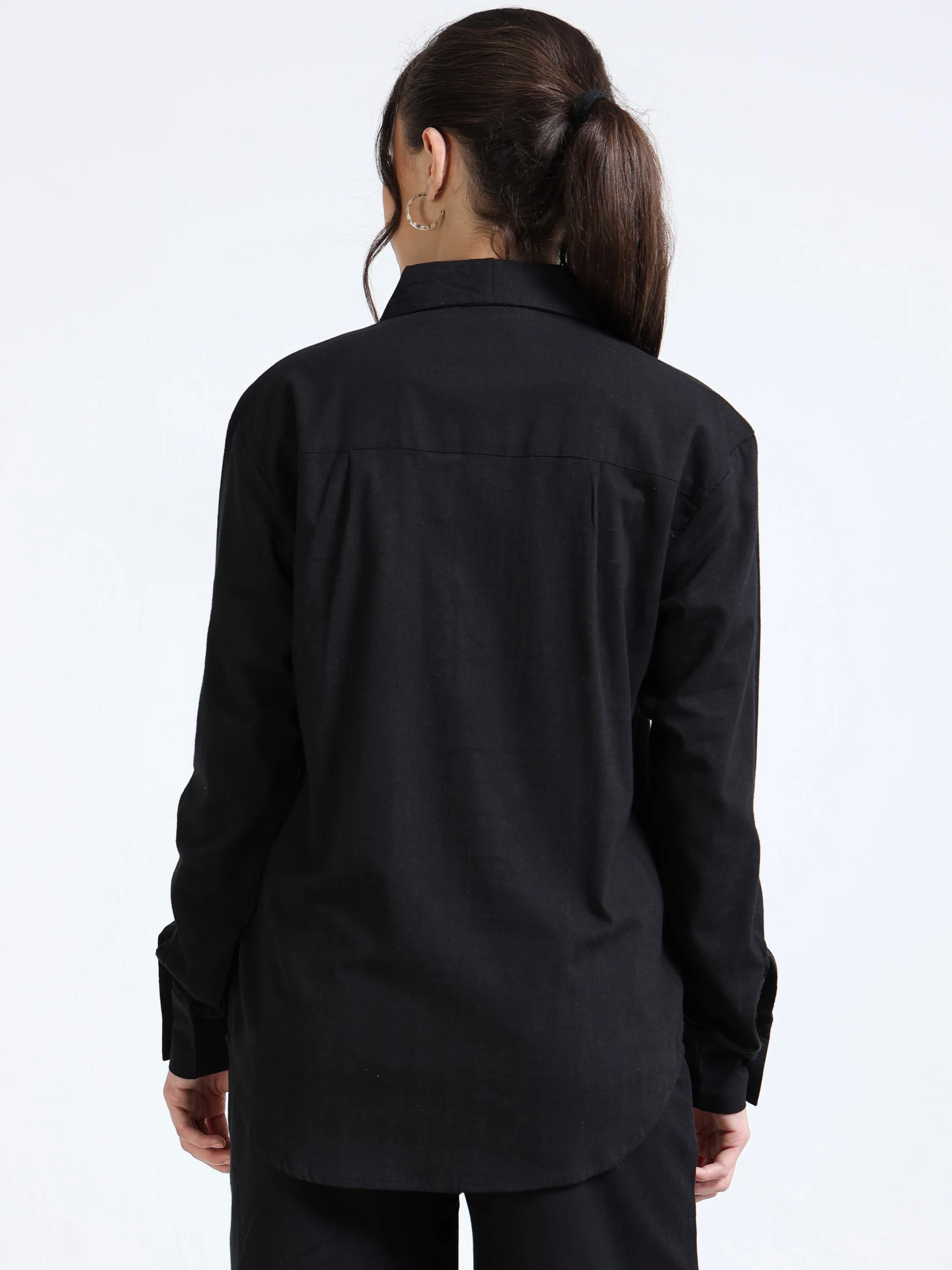 Women Black Regular Fit Shirt - Image 4