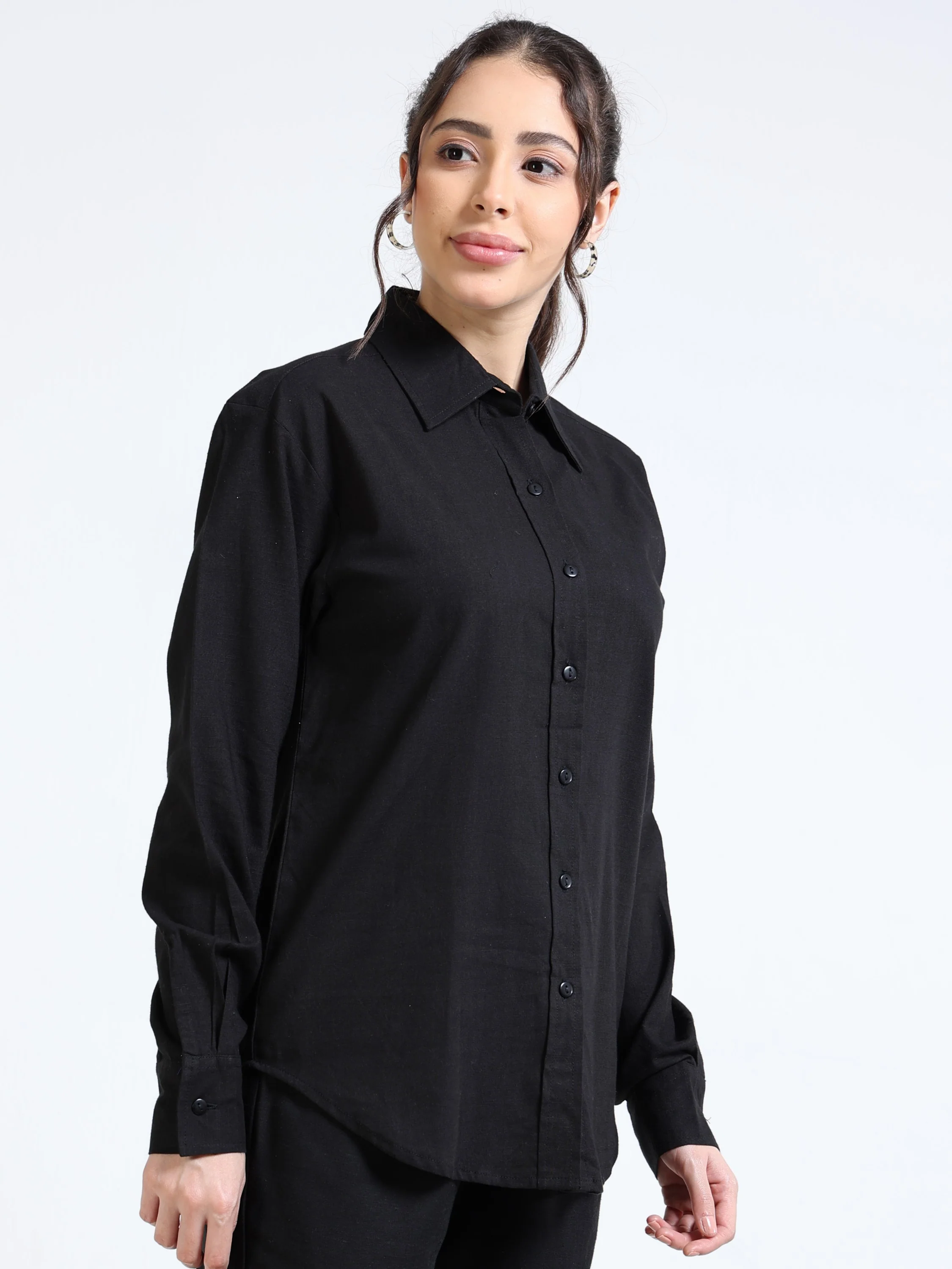 Women Black Regular Fit Shirt - Image 5