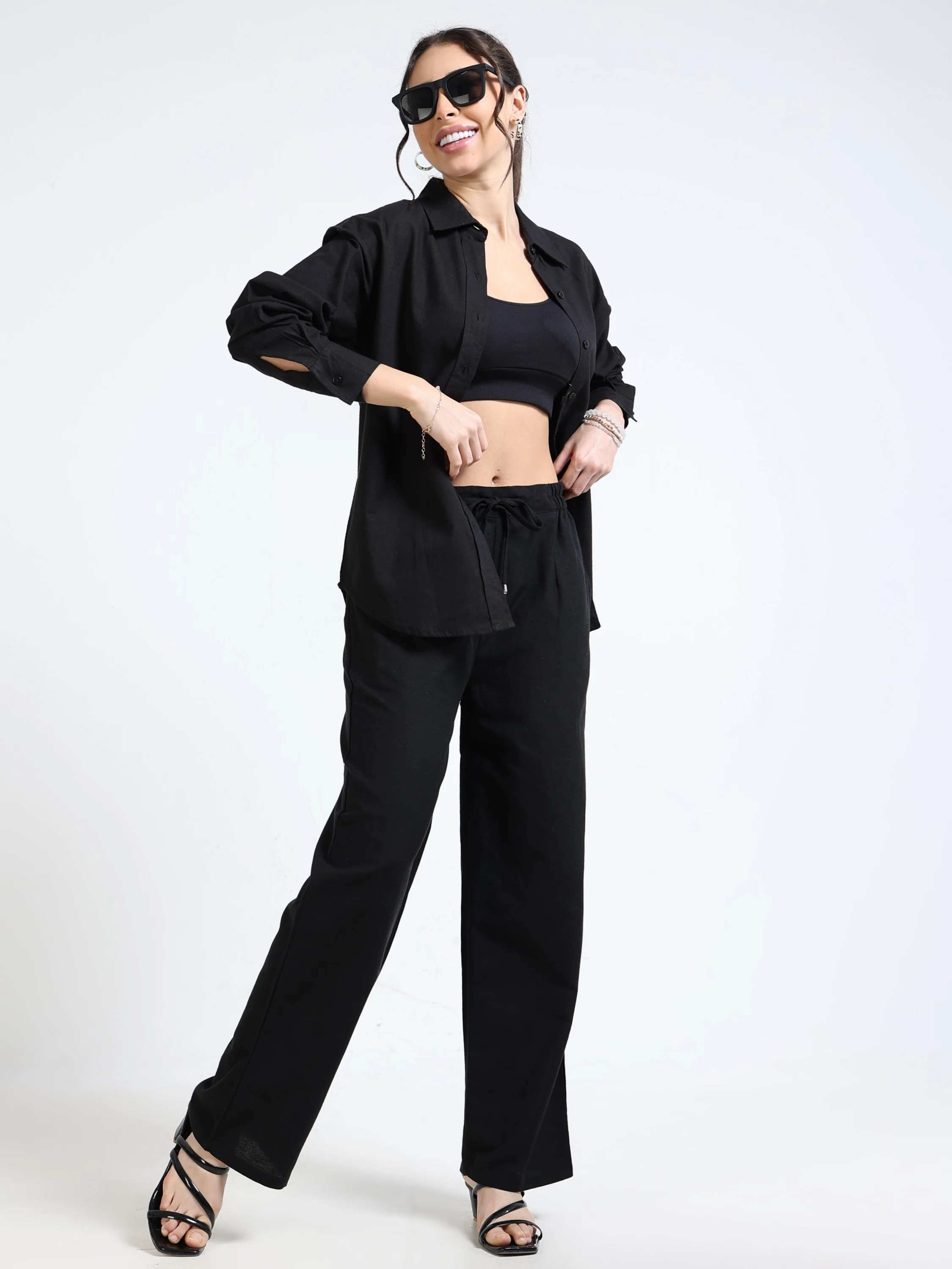 Women Black Regular Fit Shirt - Image 6