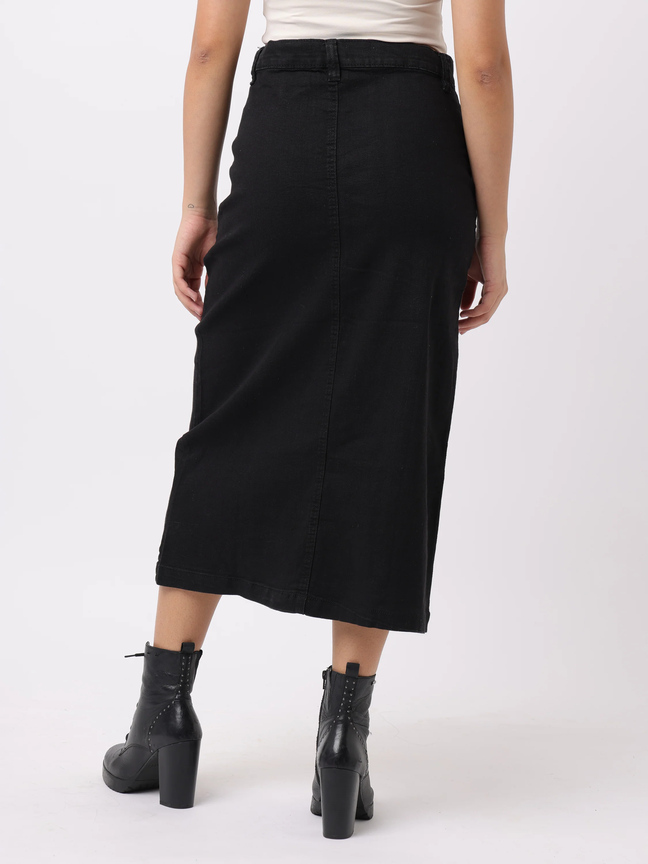 Women Black Regular Fit Cotton Skirt - Image 4