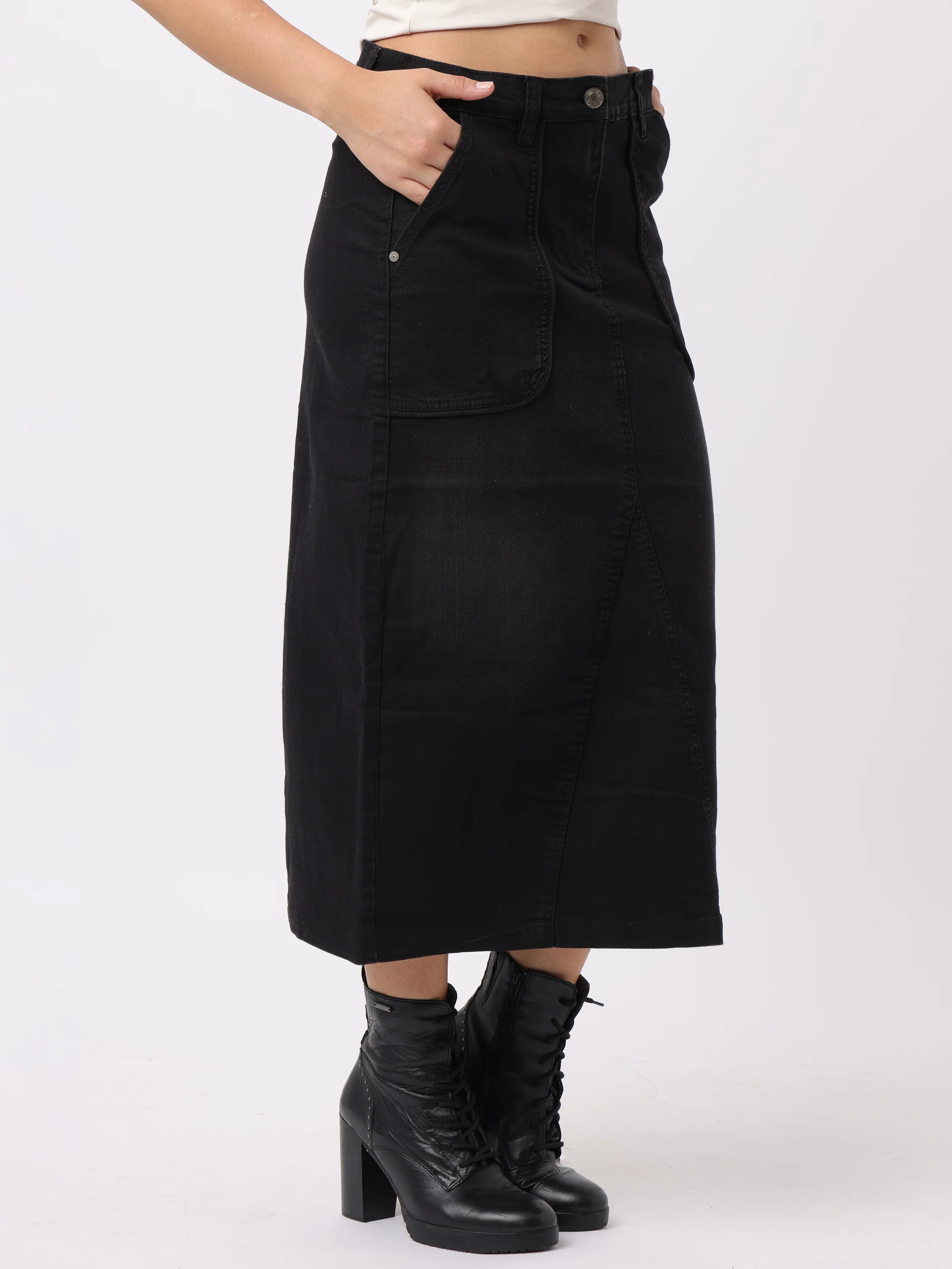 Women Black Regular Fit Cotton Skirt - Image 5
