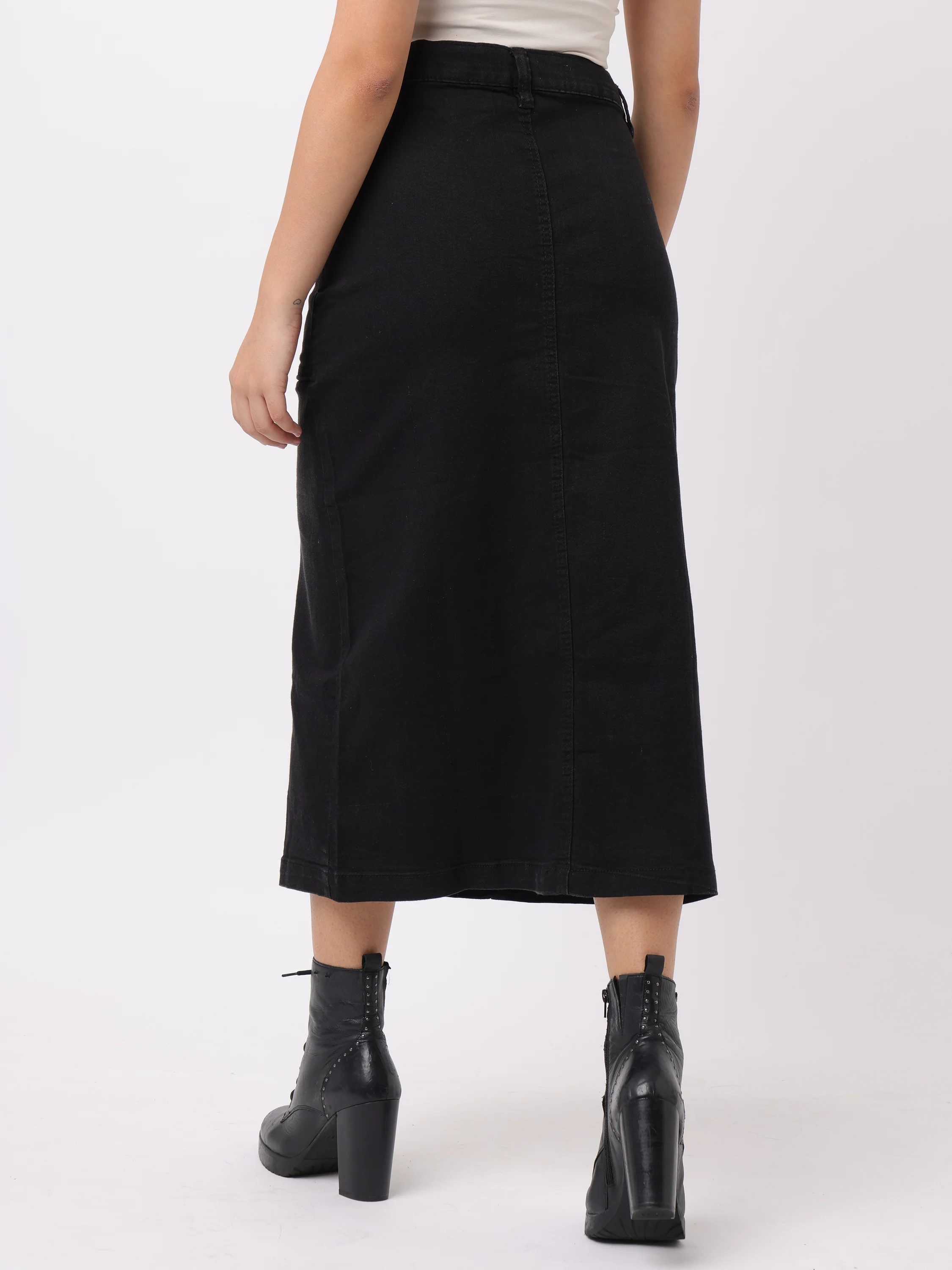 Women Black Regular Fit Cotton Skirt - Image 6