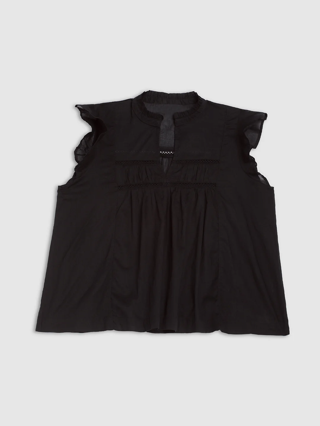 Women Black Mandarin Collar Top - Image 7