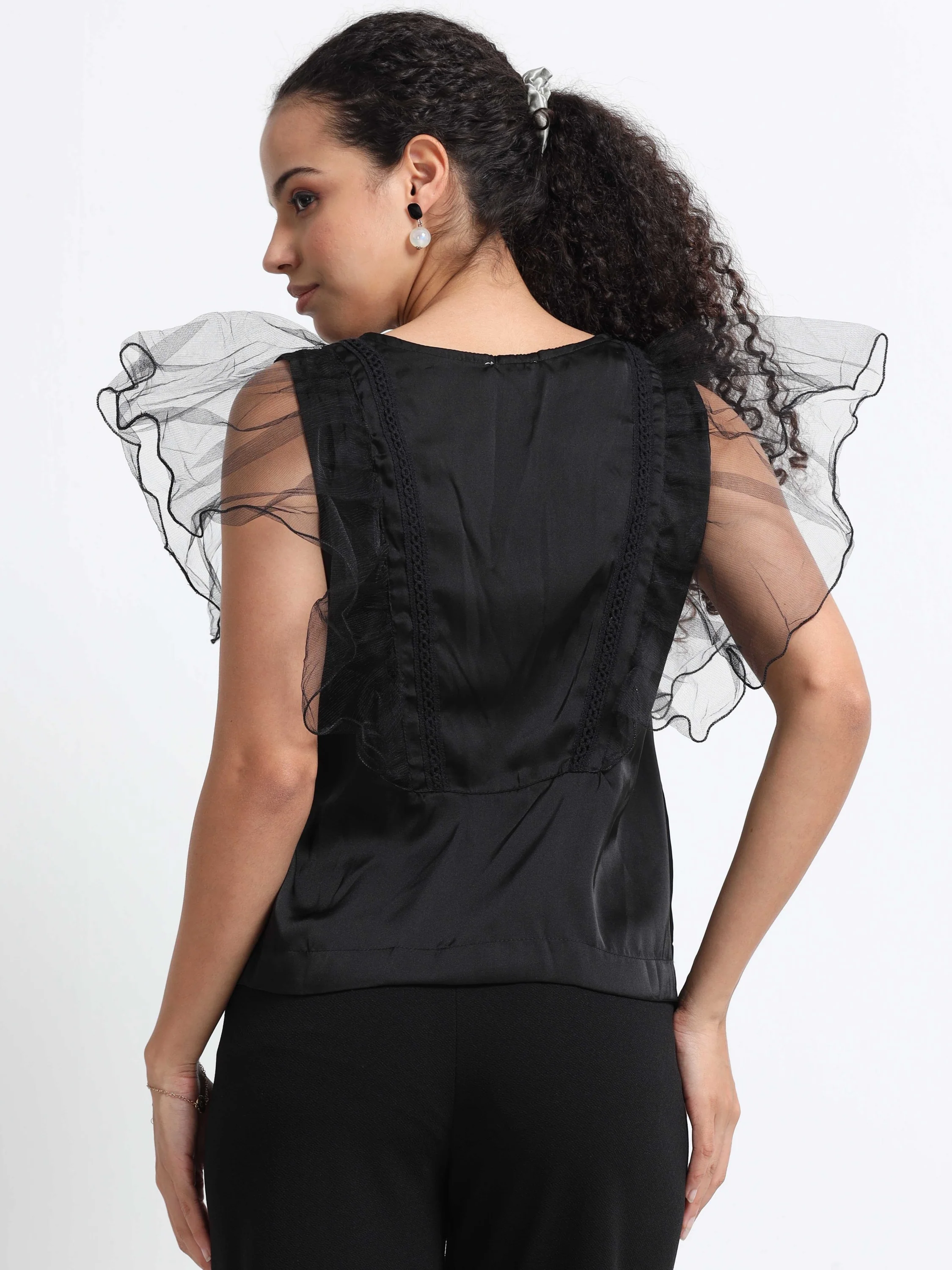 Women V- Neck Frill Fairy Top - Image 3