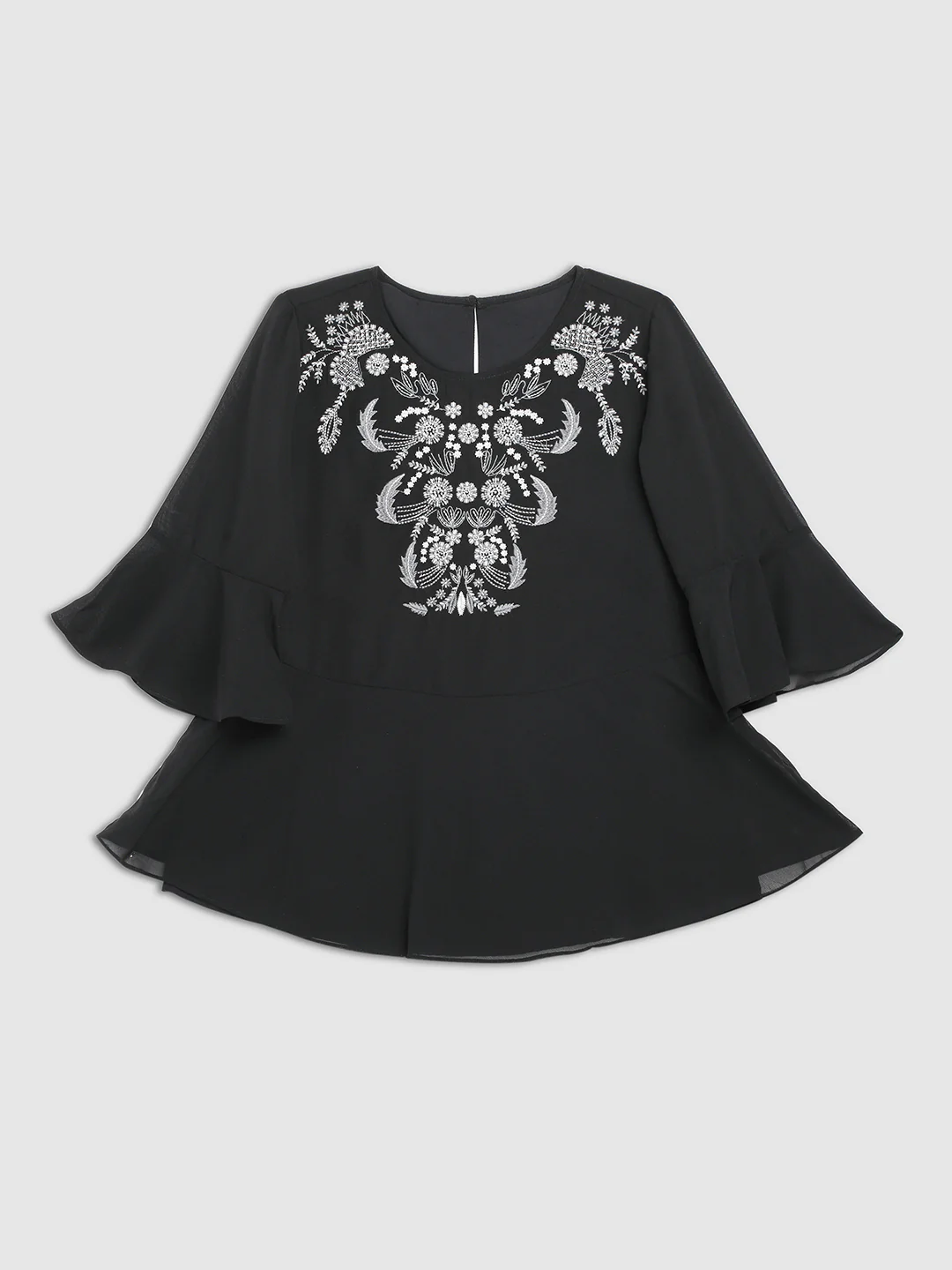 Women Black Embroidered Top - Image 7