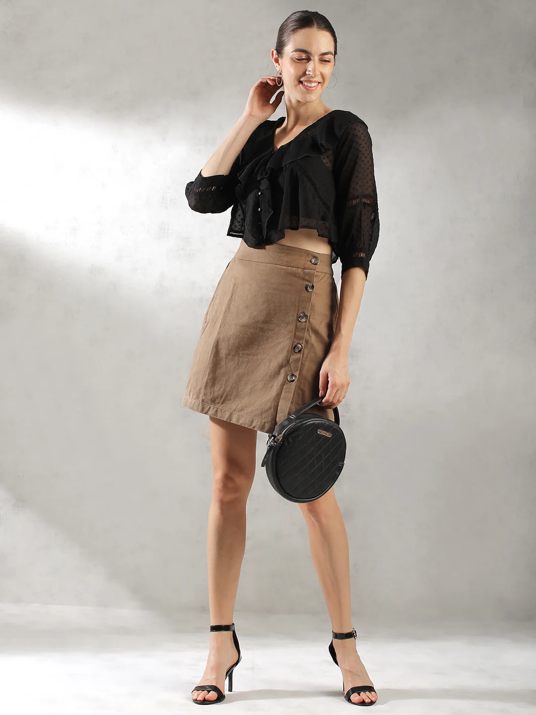 Women Sheer Black  Crop Top - Image 2