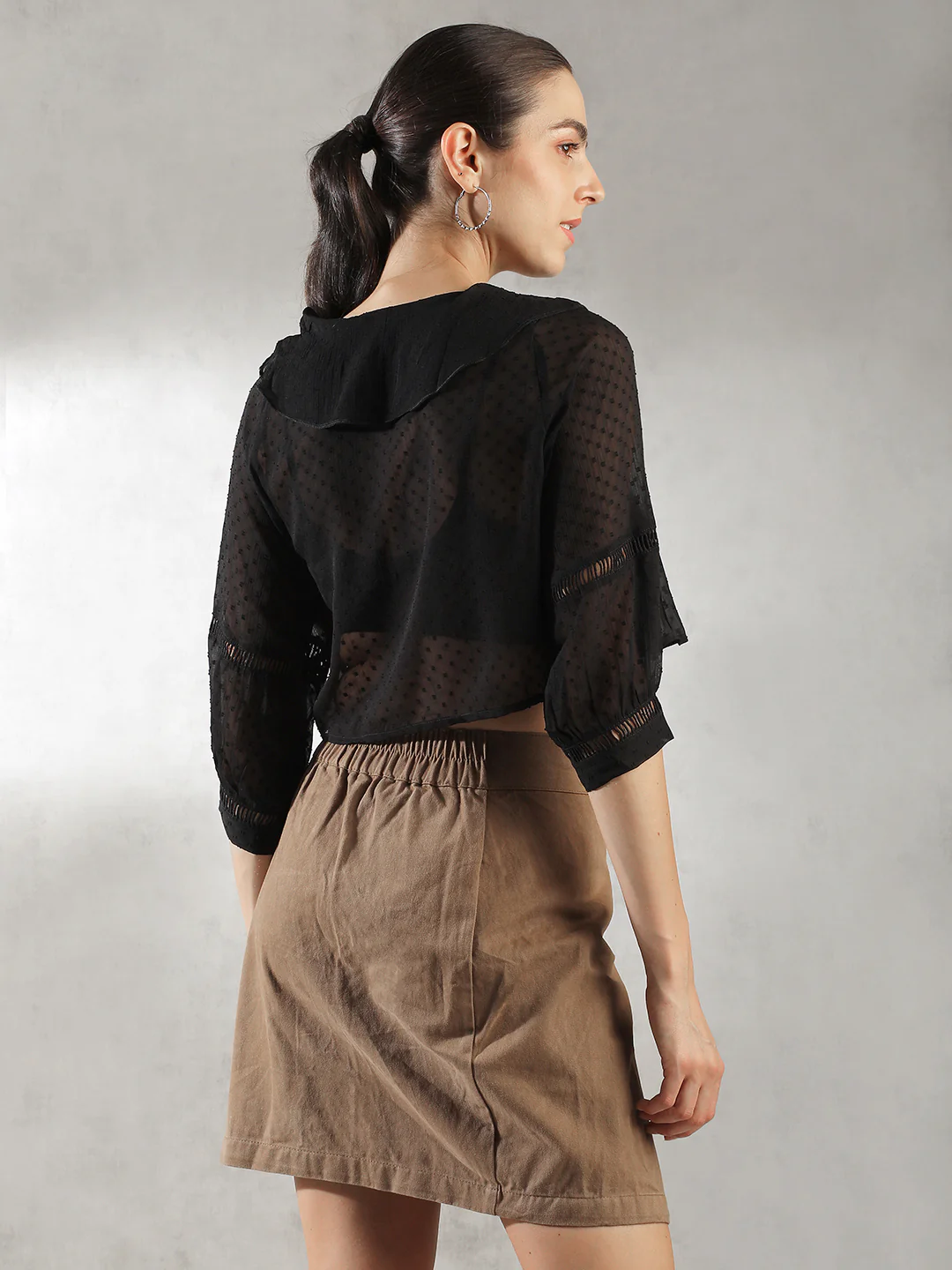 Women Sheer Black  Crop Top - Image 5