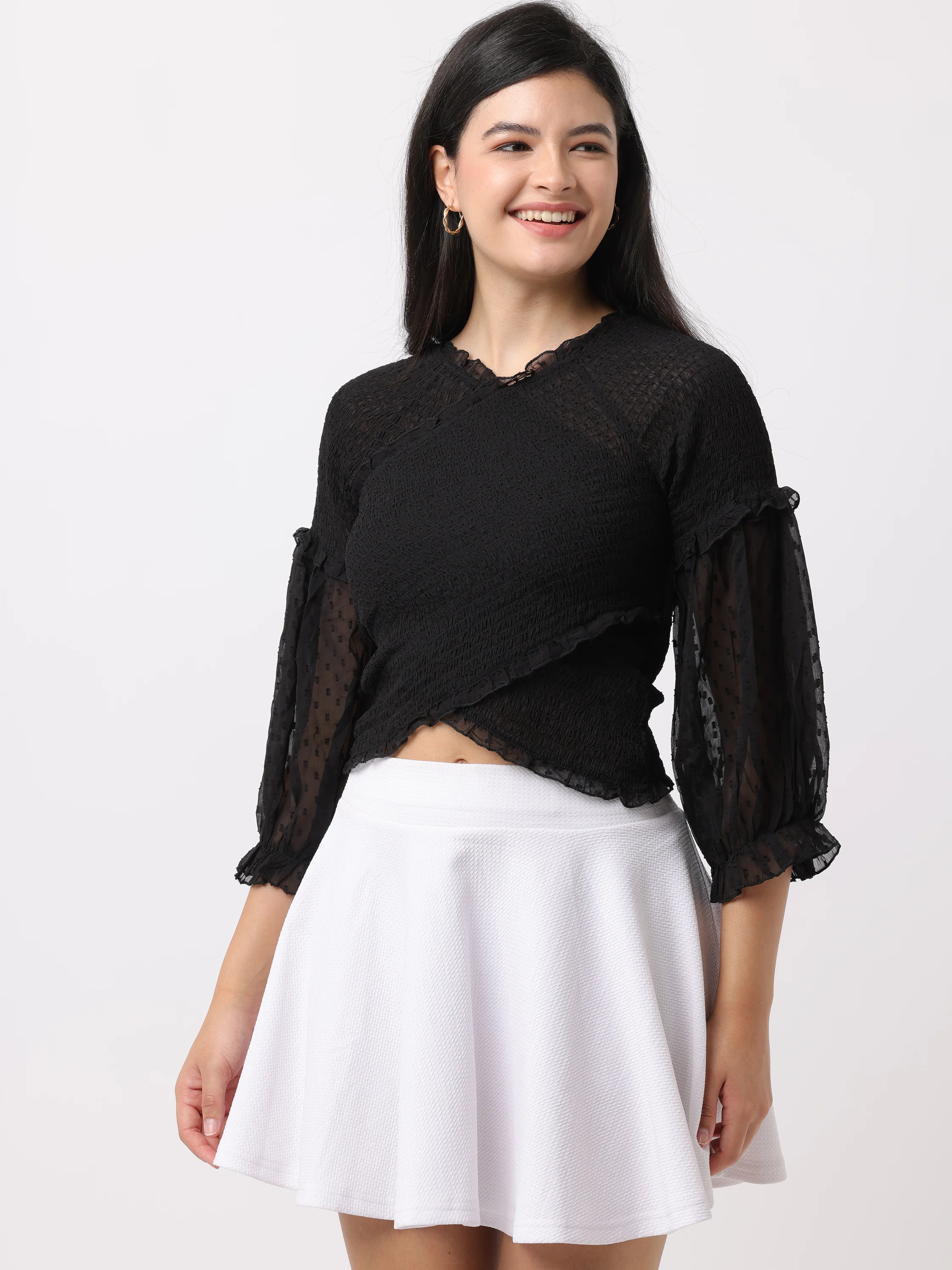 Women Black Regular Fit Tops - Image 3