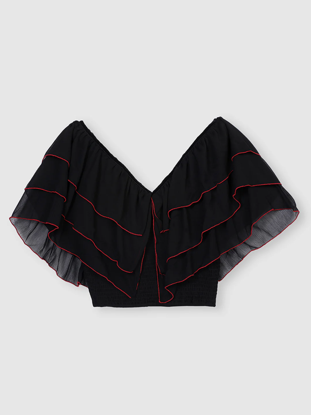Women Black Layered Crop Top - Image 7