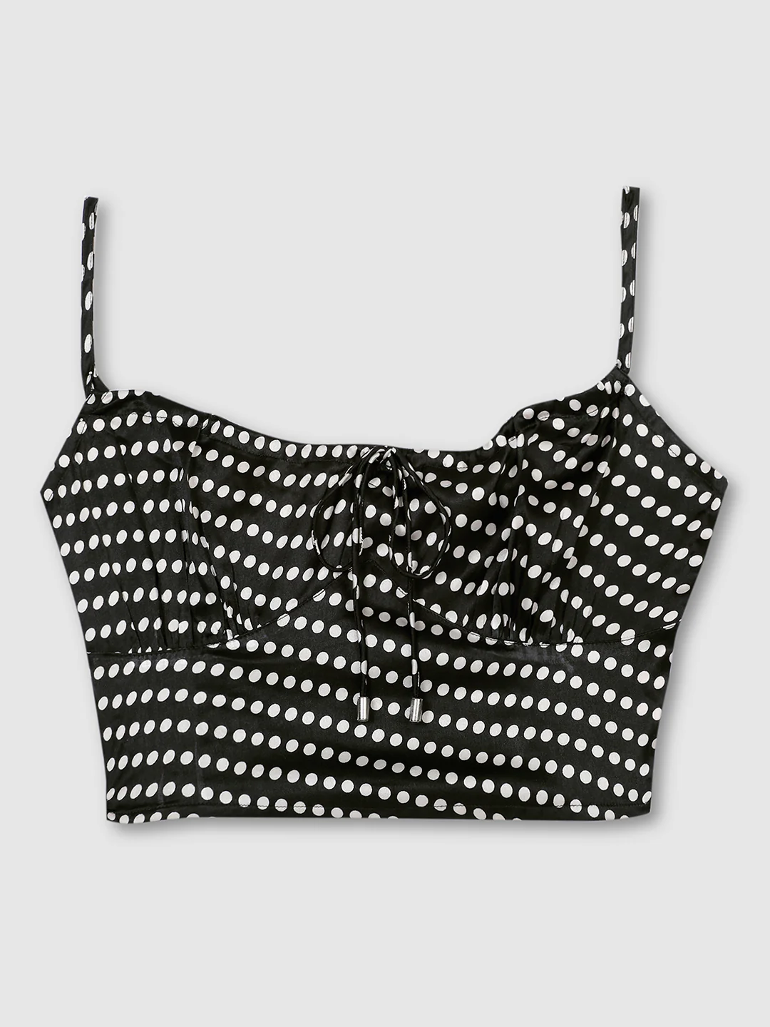 Women Black Polka Dot Crop Top - Image 7