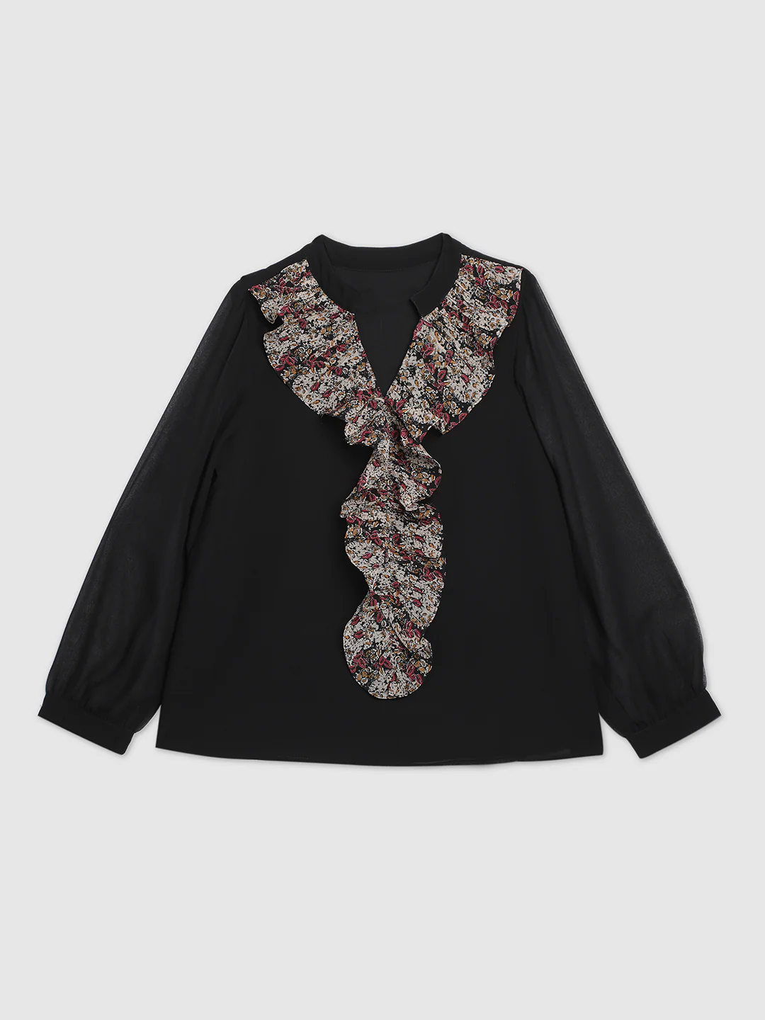 Women Black Front Ruffles Top - Image 7