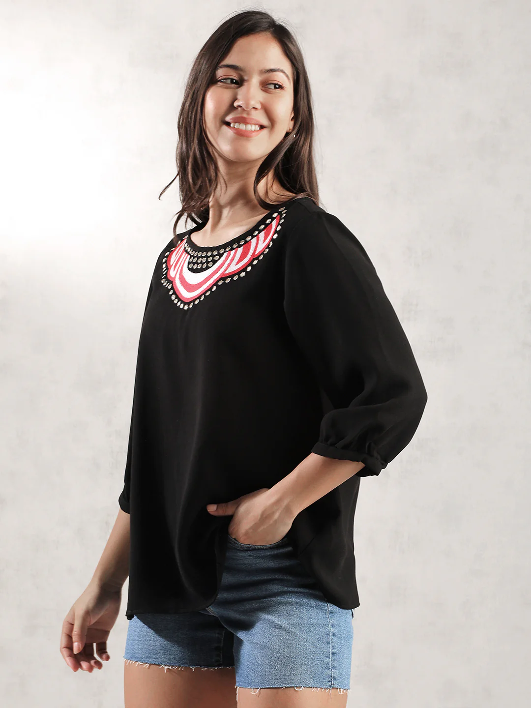 Women Black New Detail Top - Image 3