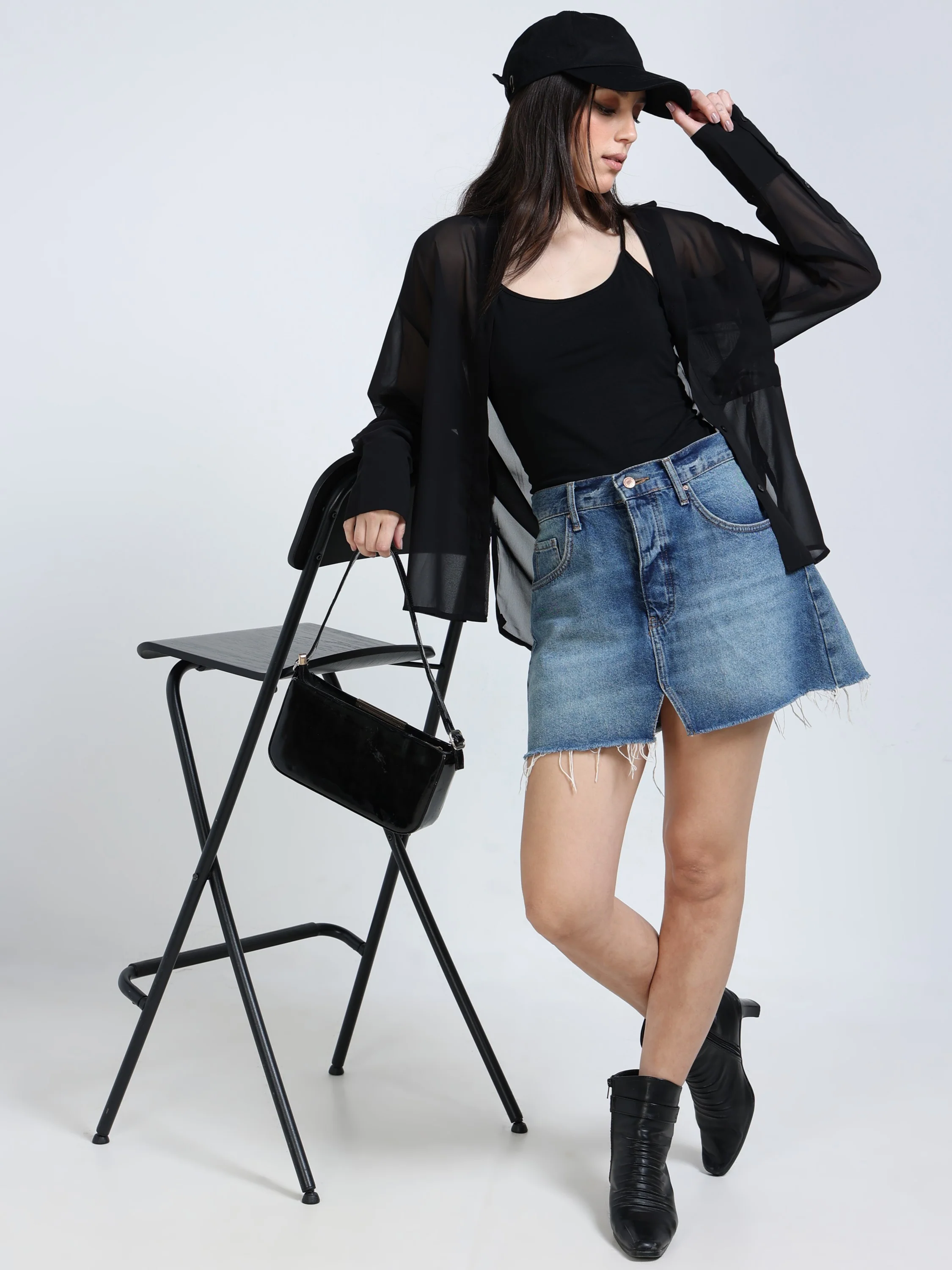 Women Black See-Through Party Shirt - Image 2